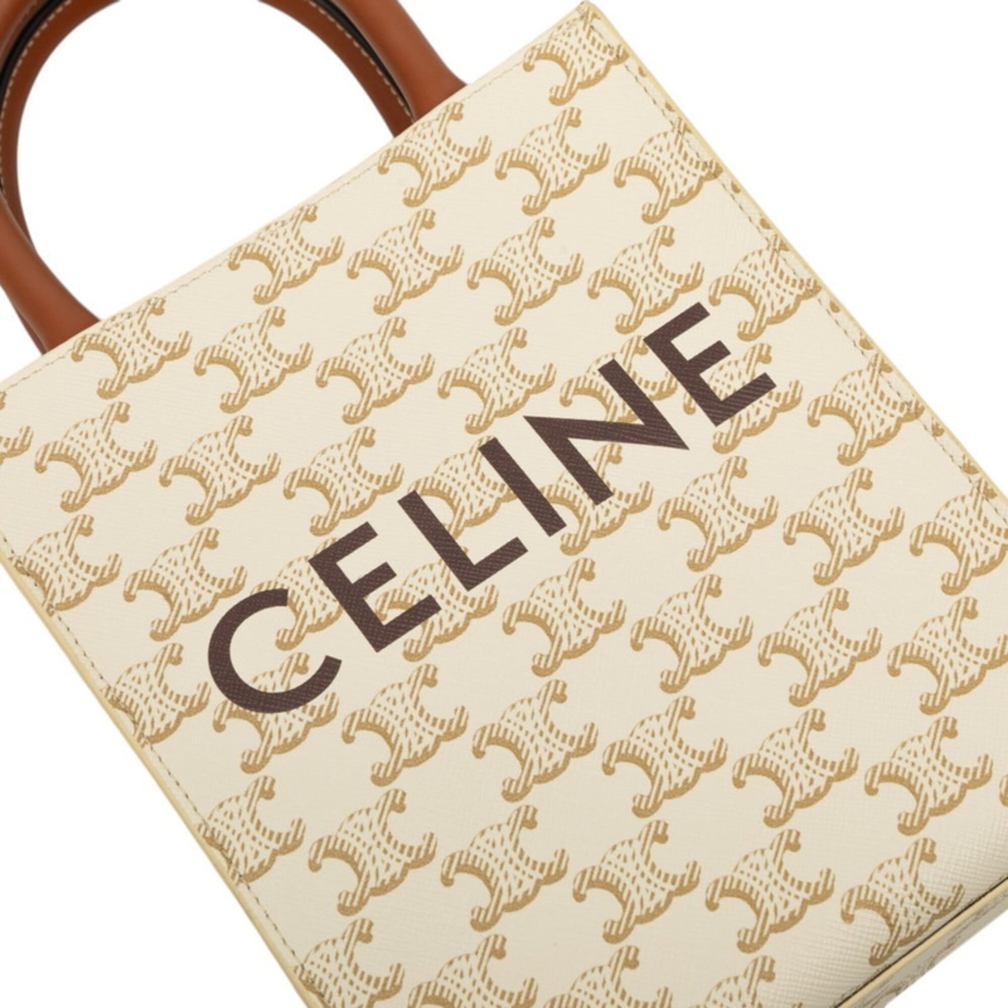 Celine Cabas Brown White Pvc Leather Handbag Shoulder Bag (Pre-Owned)