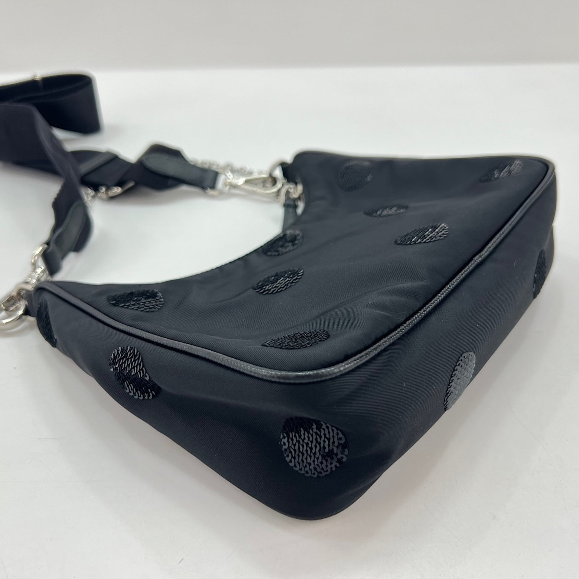 Prada Black Spangles Handbag Shoulder Bag (Pre-Owned)