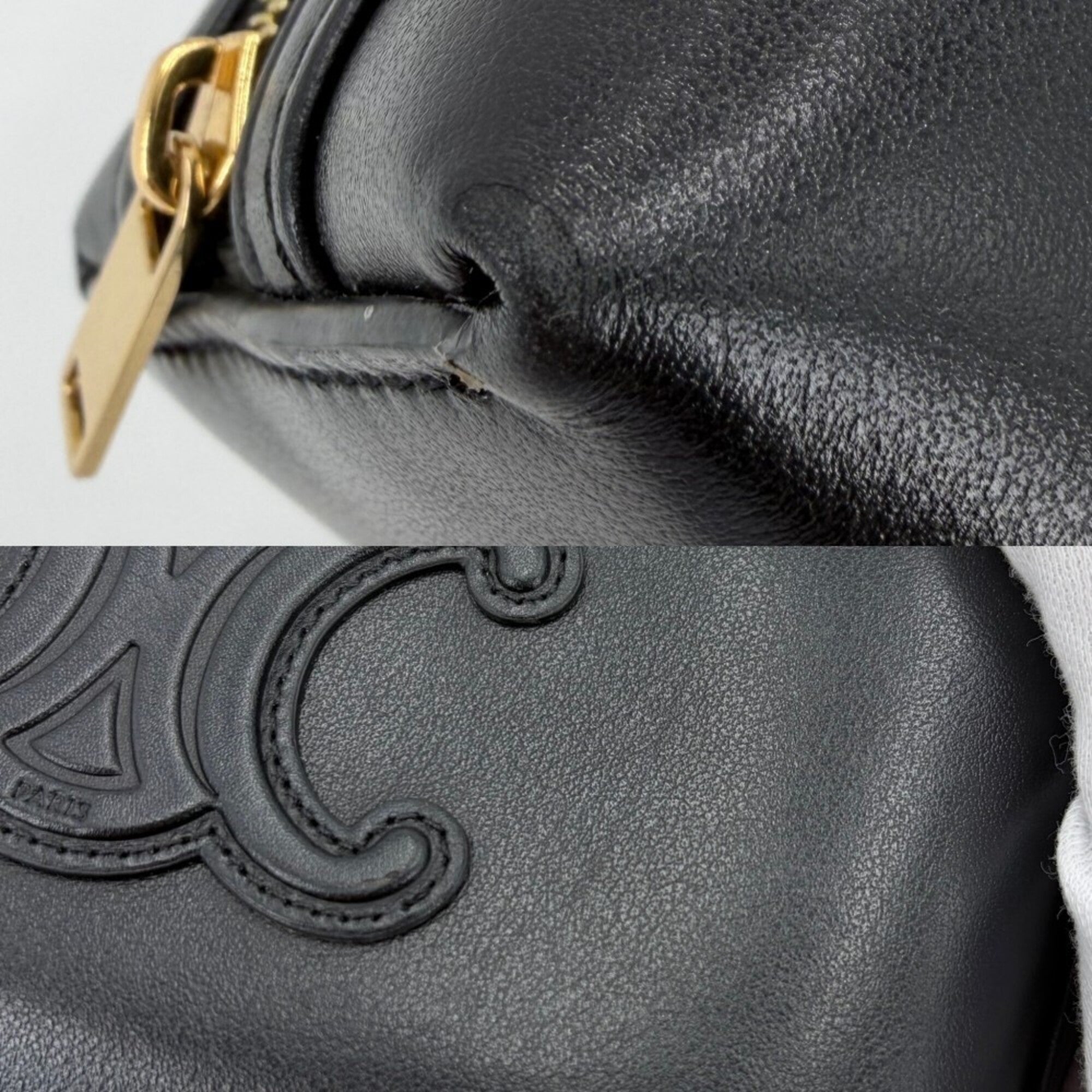 Celine Black Leather Pochette Shoulder Bag (Pre-Owned)