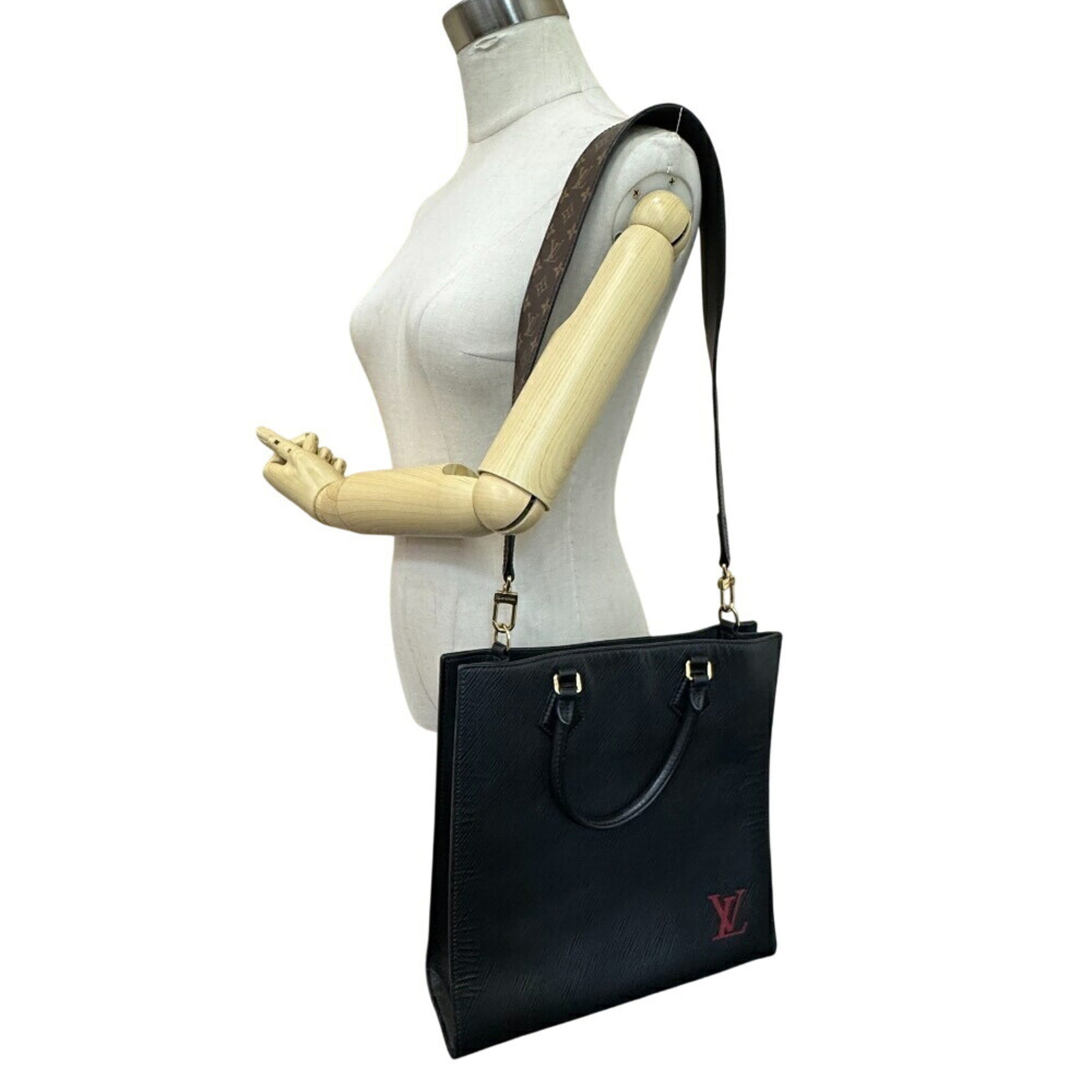 Louis Vuitton Black Leather Handbag Tote Bag (Pre-Owned)