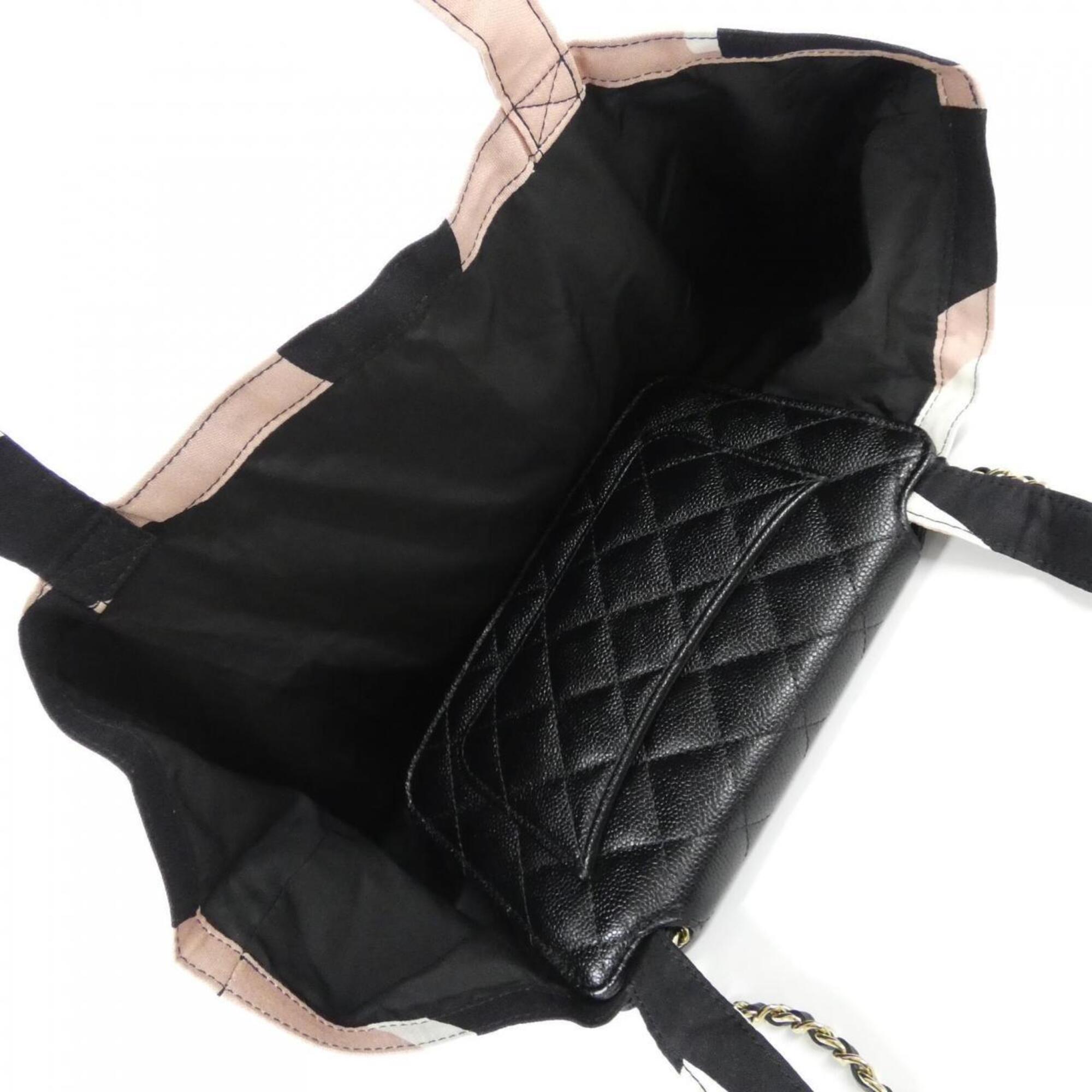 Chanel Black Pink Canvas Handbag (Pre-Owned)