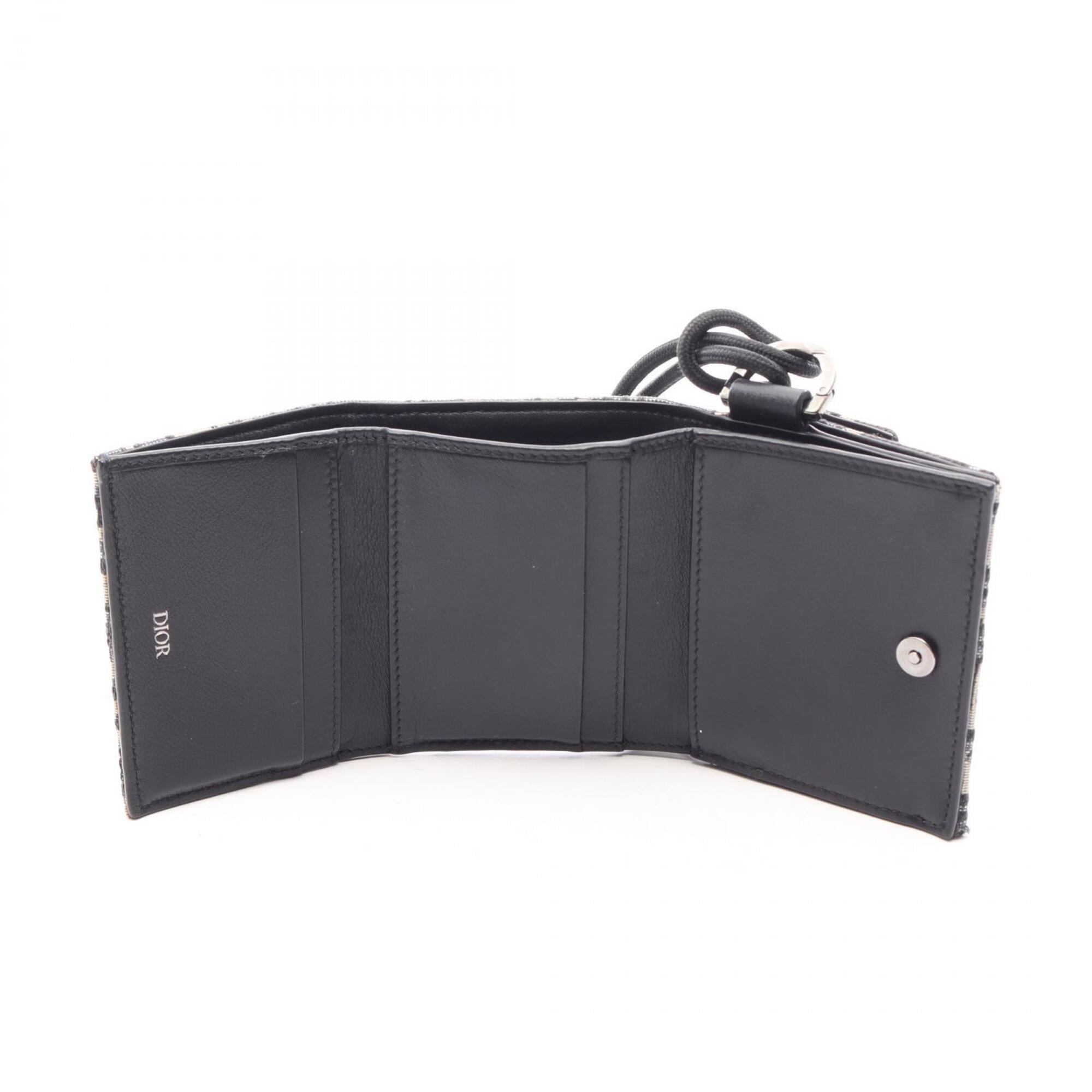 Christian Dior Beige Navy Canvas Wallet (Tri-Fold) (Pre-Owned)