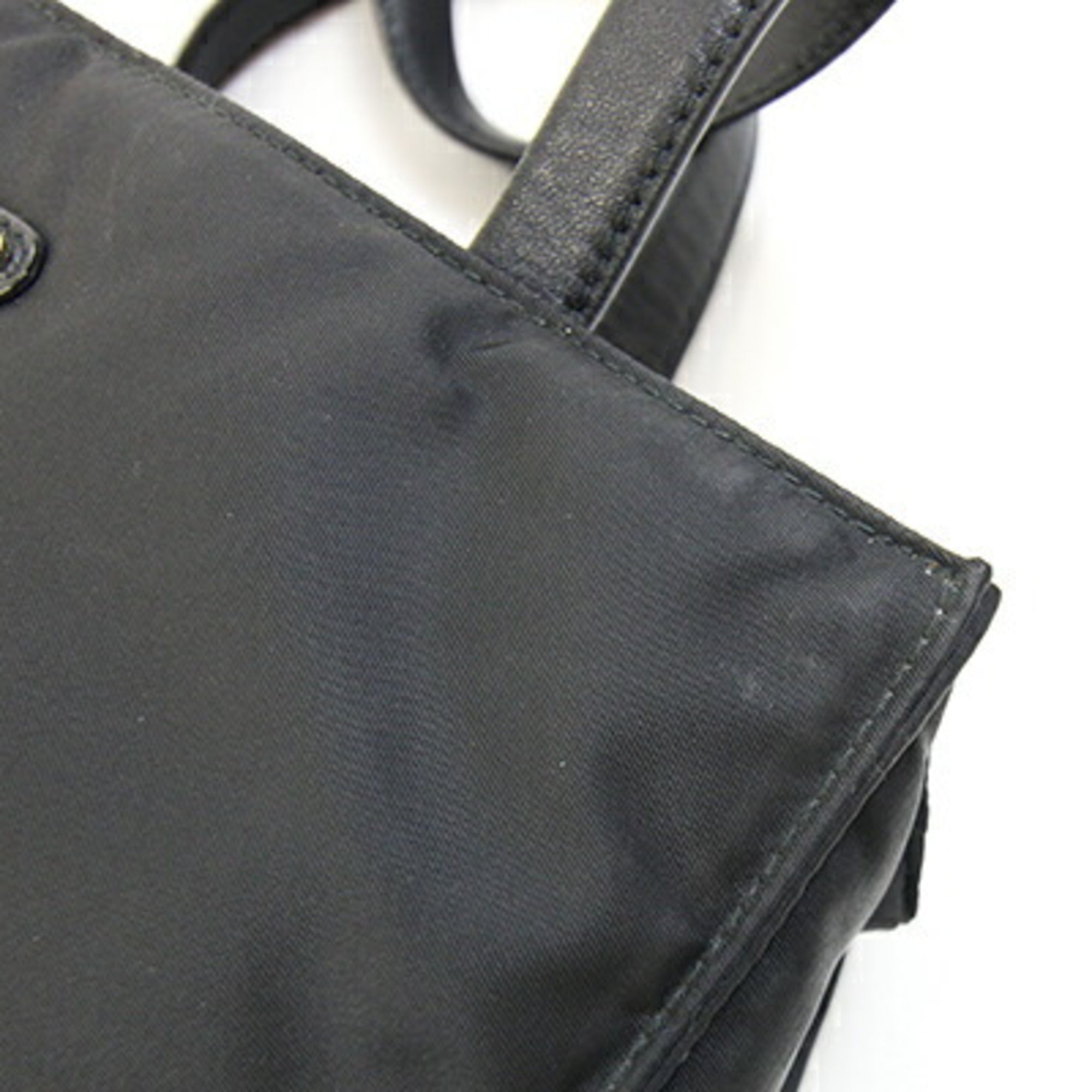 Prada Black Nero Nylon Leather Handbag (Pre-Owned)