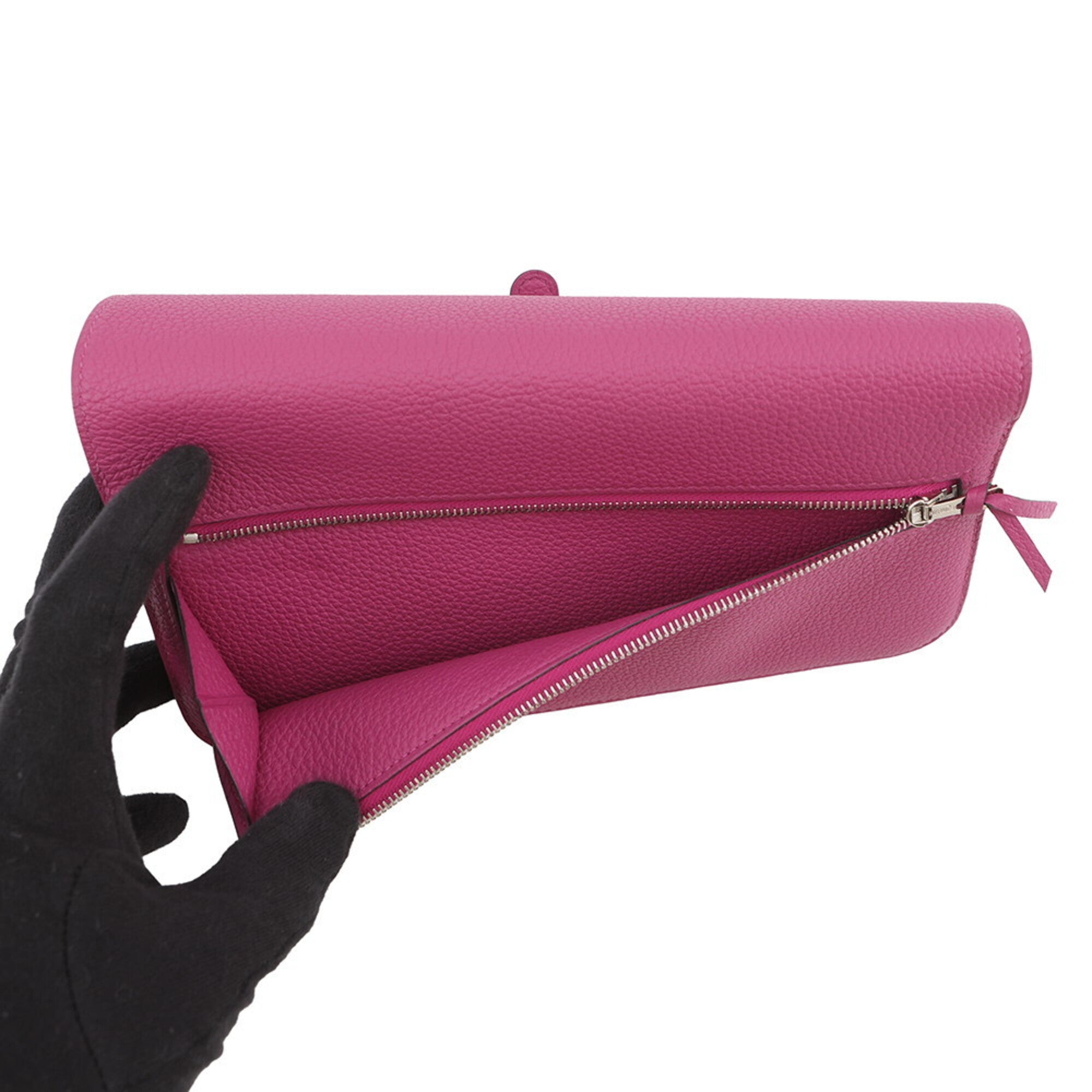 Hermes Kara Rose Purple Togo Leather Long Wallet (Bi-Fold) (Pre-Owned)
