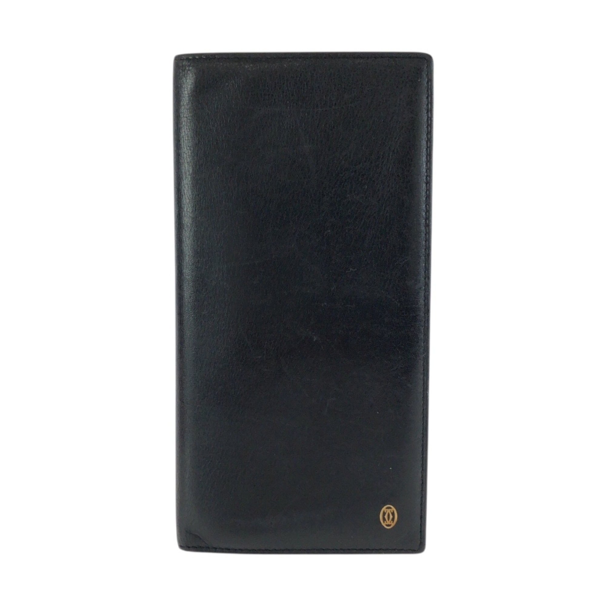 Cartier Black Leather Long Wallet (Bi-Fold) (Pre-Owned)