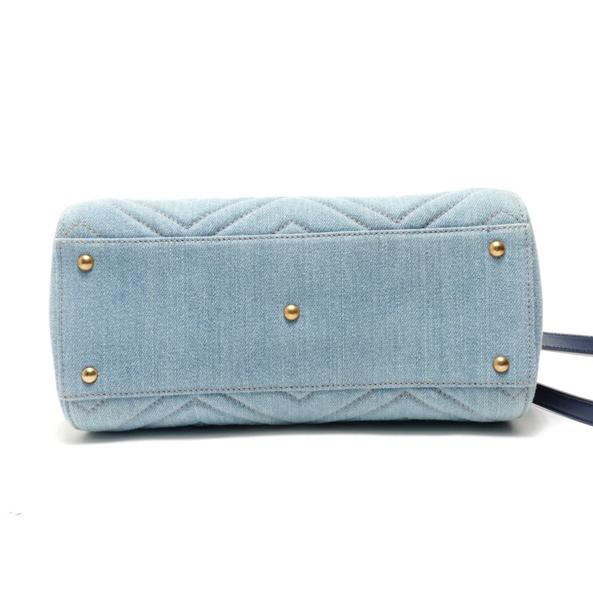 Gucci Gg Marmont Blue Denim Shoulder Bag (Pre-Owned)