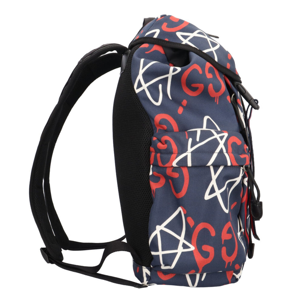 Gucci Navy Red Color White Nylon Backpack (Pre-Owned)