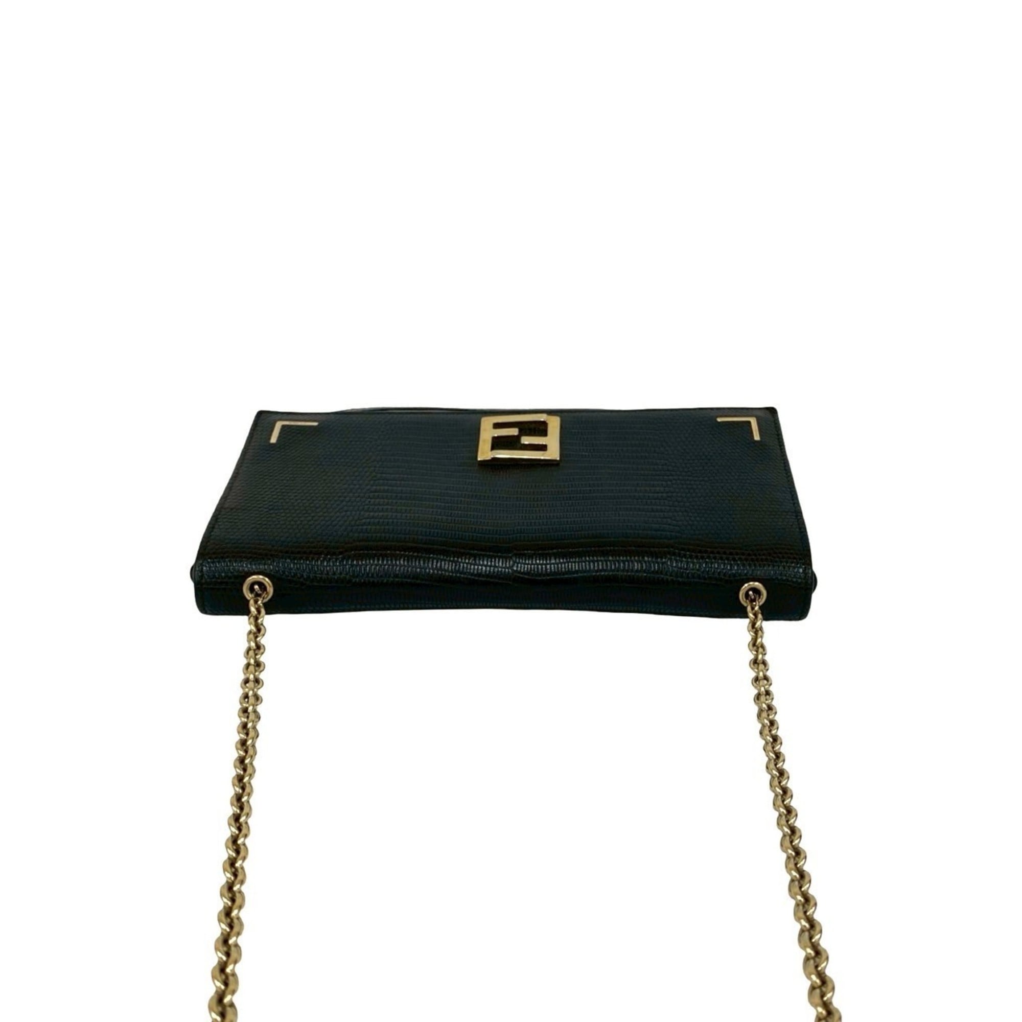 Fendi Black Leather Pochette Shoulder Bag (Pre-Owned)