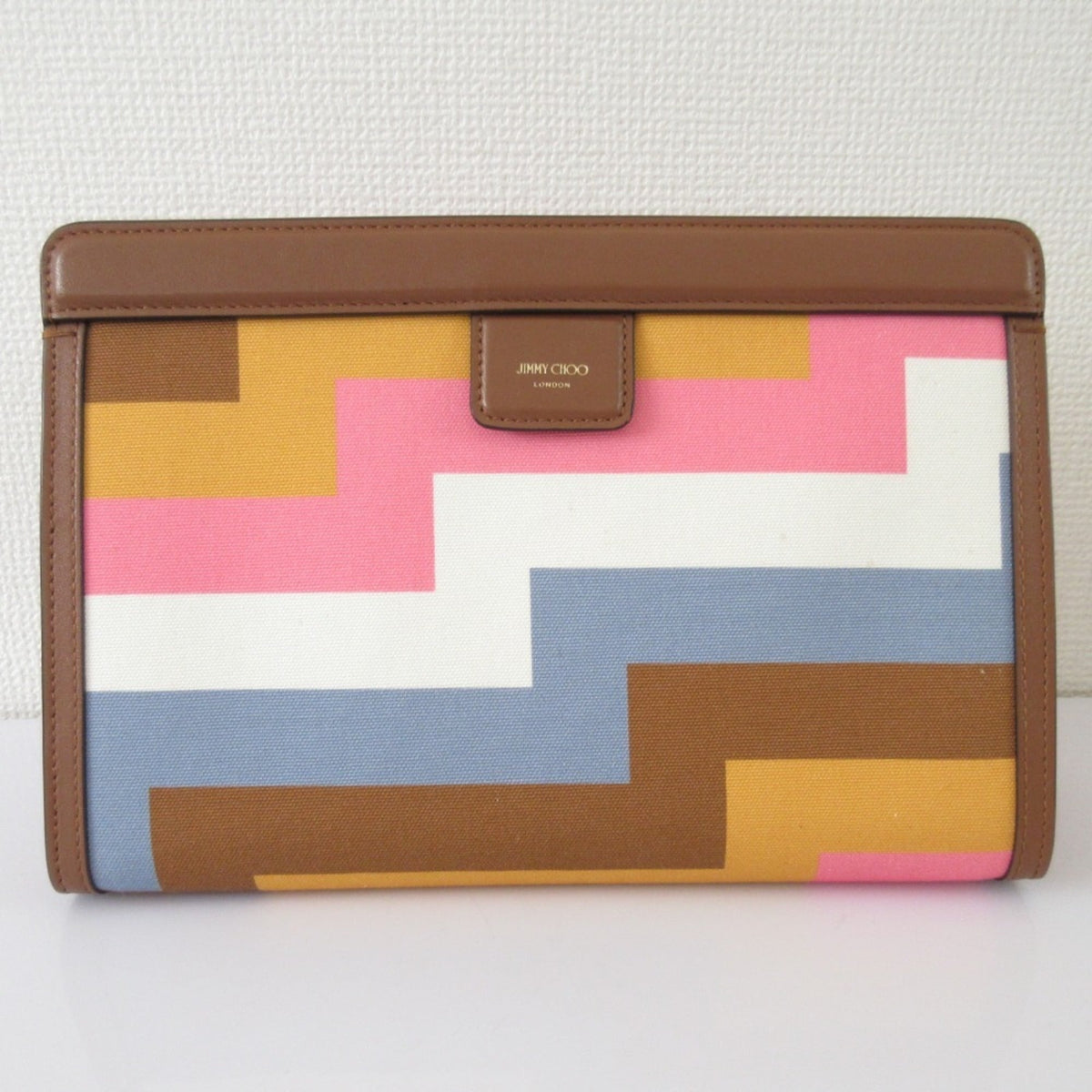 Jimmy Choo Multi-Color Canvas Clutch Bag Handbag Pouch (Pre-Owned)