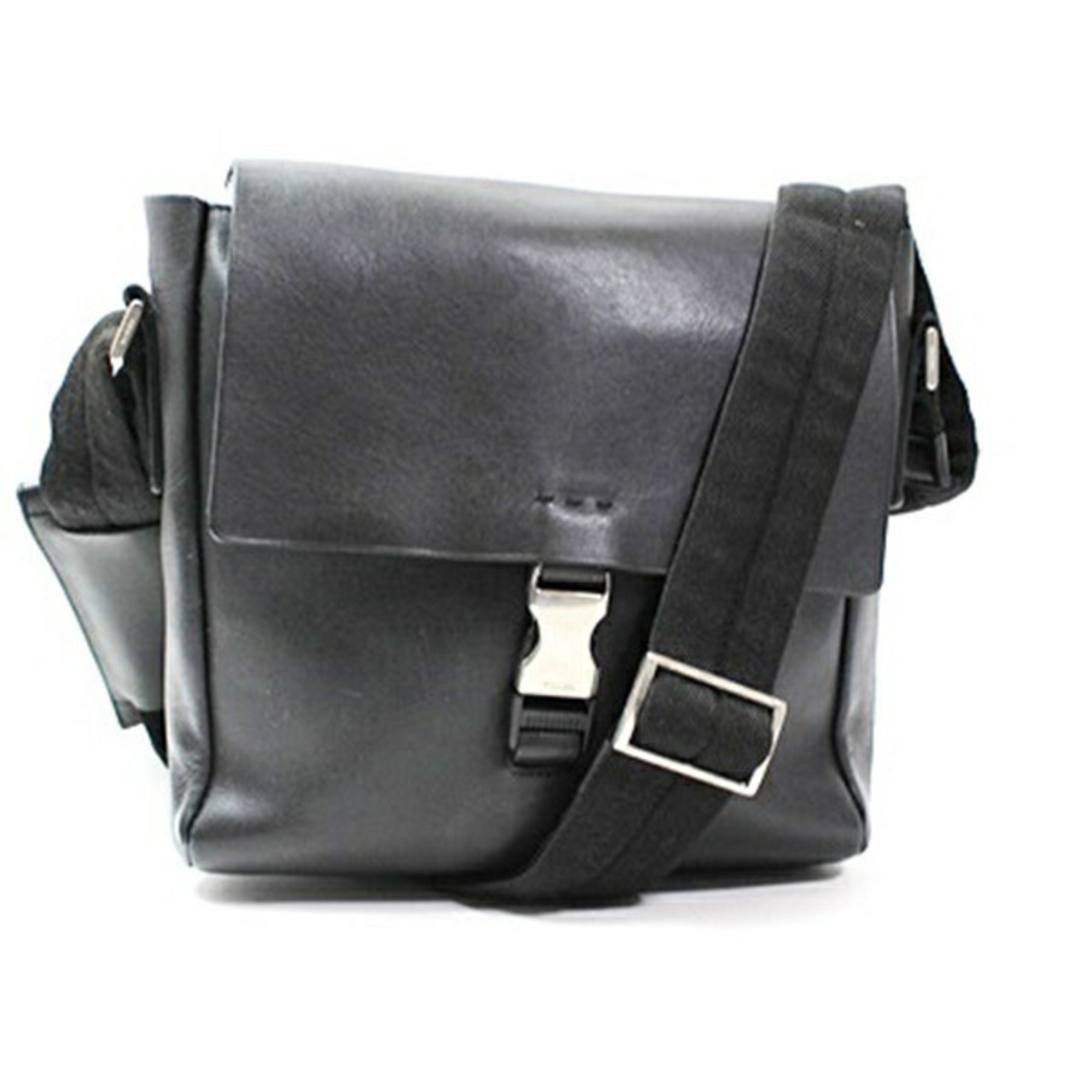 Prada Black Leather Suede Messenger Bag Pouch Shoulder Bag (Pre-Owned)