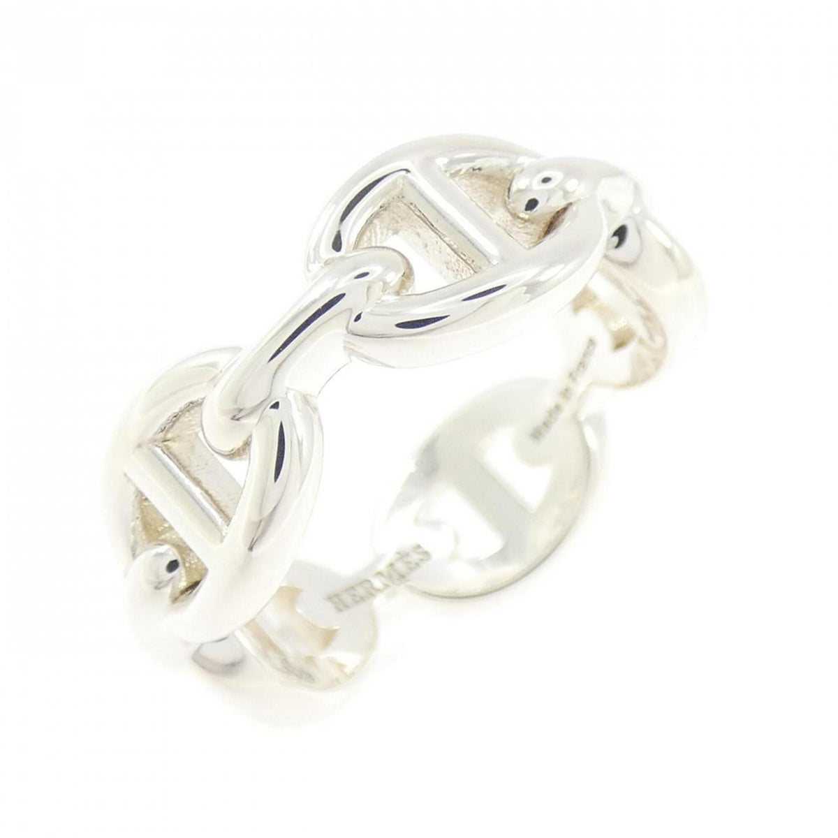 Hermes Silver Silver 925 Band Ring (Pre-Owned)