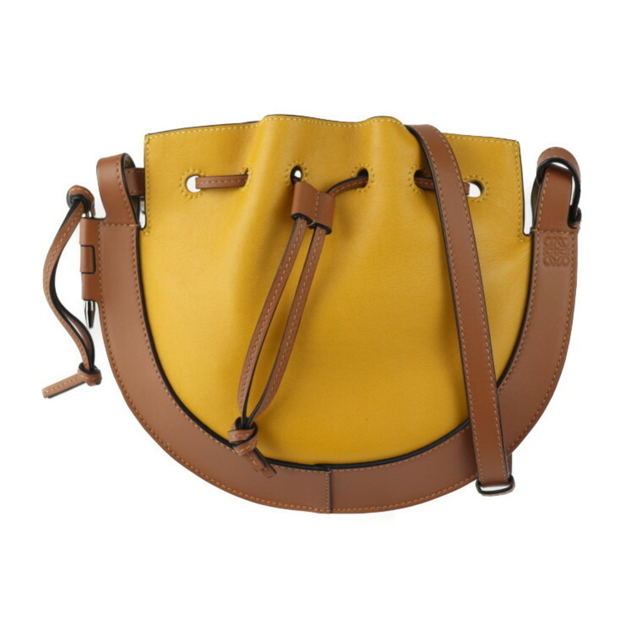 Loewe Brown Yellow Leather Handbag Shoulder Bag Tote Bag (Pre-Owned)