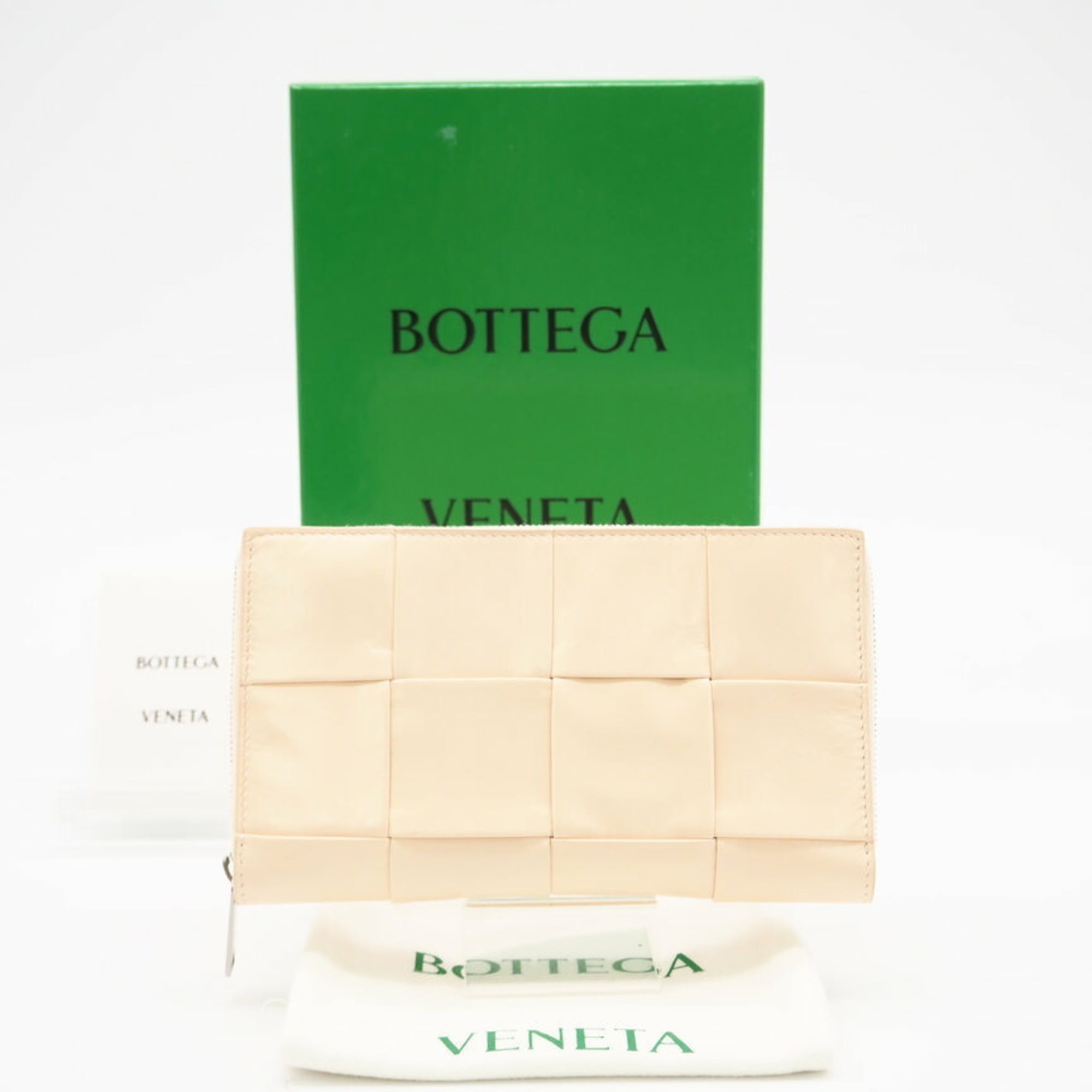 Bottega Veneta Beige Intrecciato Leather Long Wallet (Bi-Fold) (Pre-Owned)