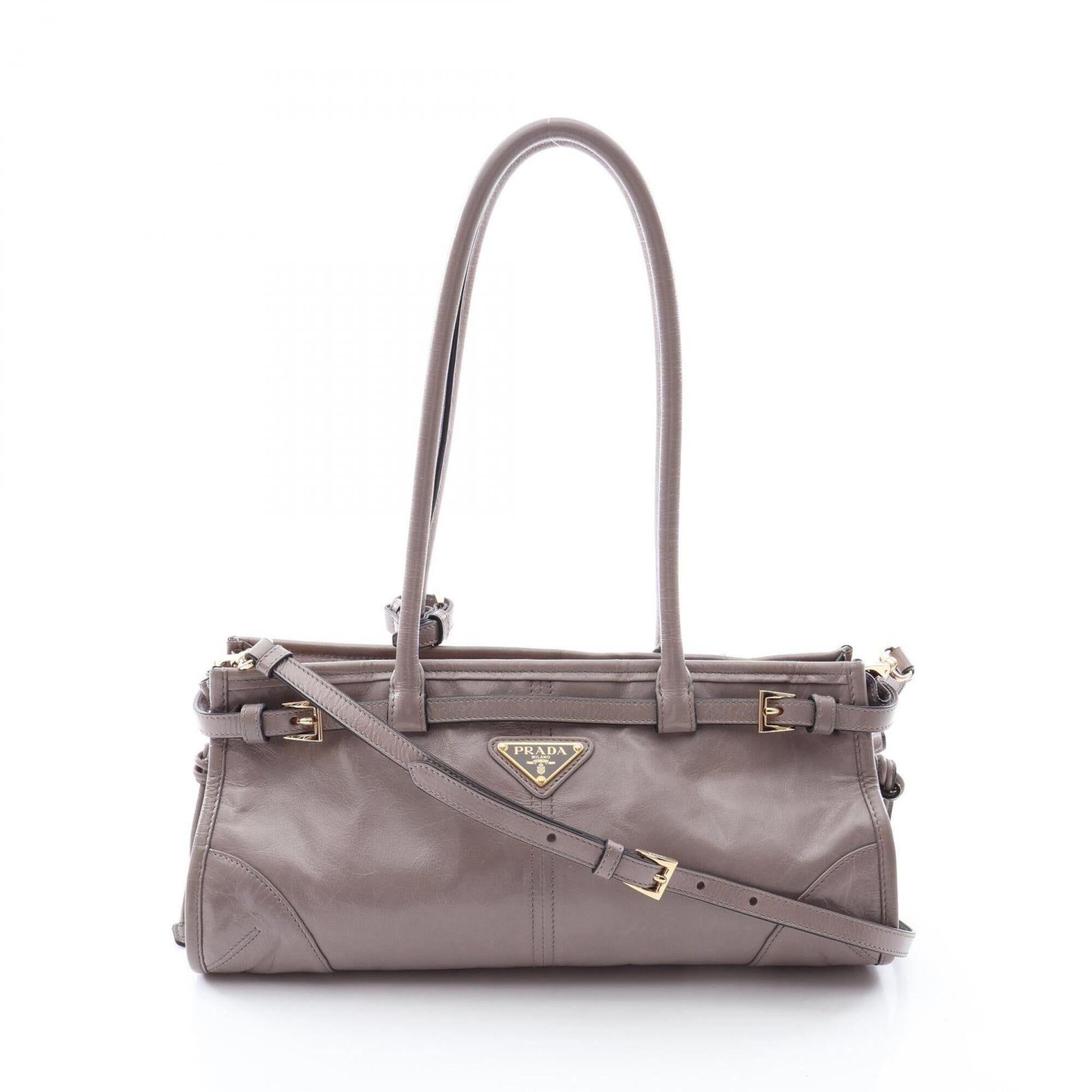 Prada Gray Leather Handbag (Pre-Owned)