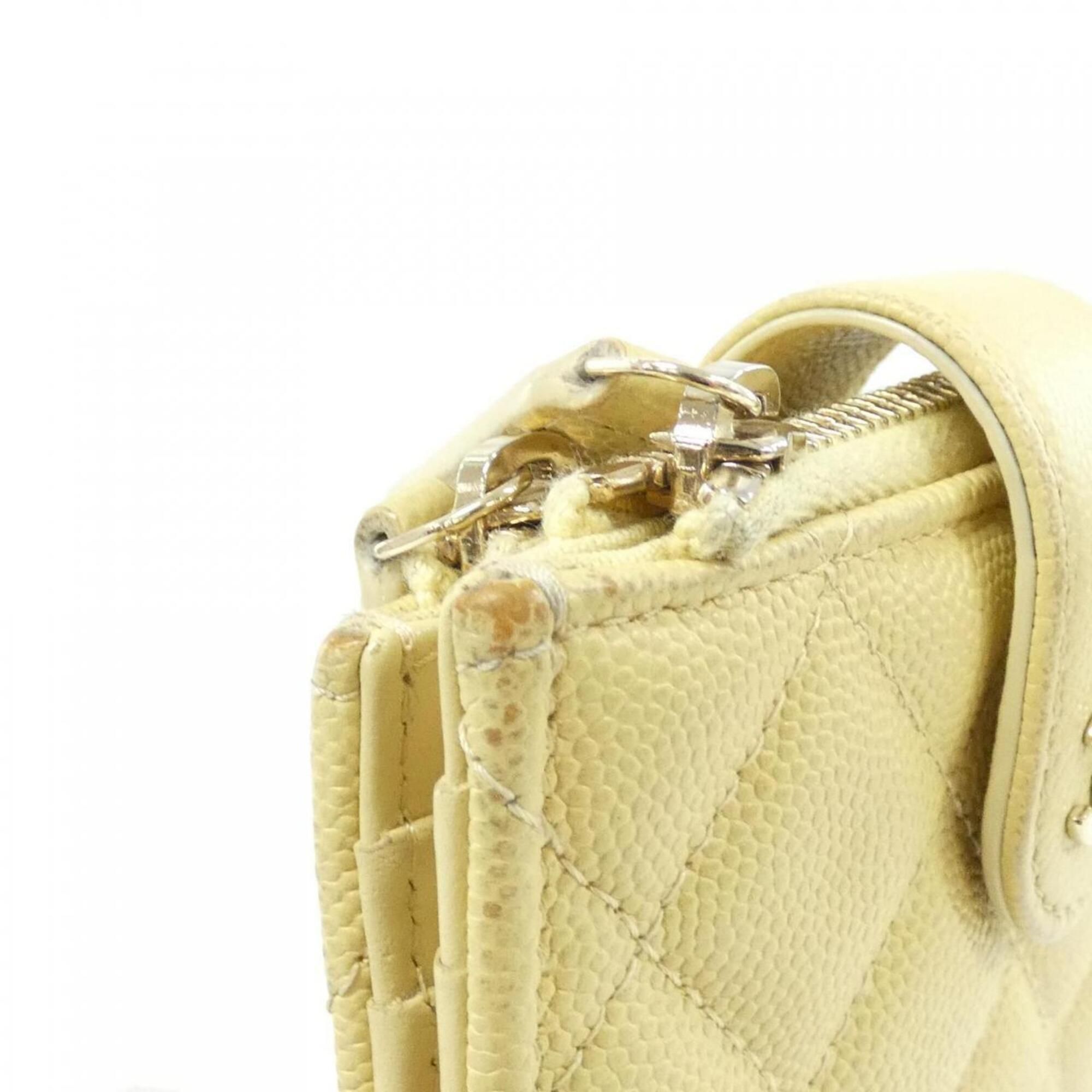 Chanel Yellow Grained Calfskin Coin Purse/Coin Case (Pre-Owned)