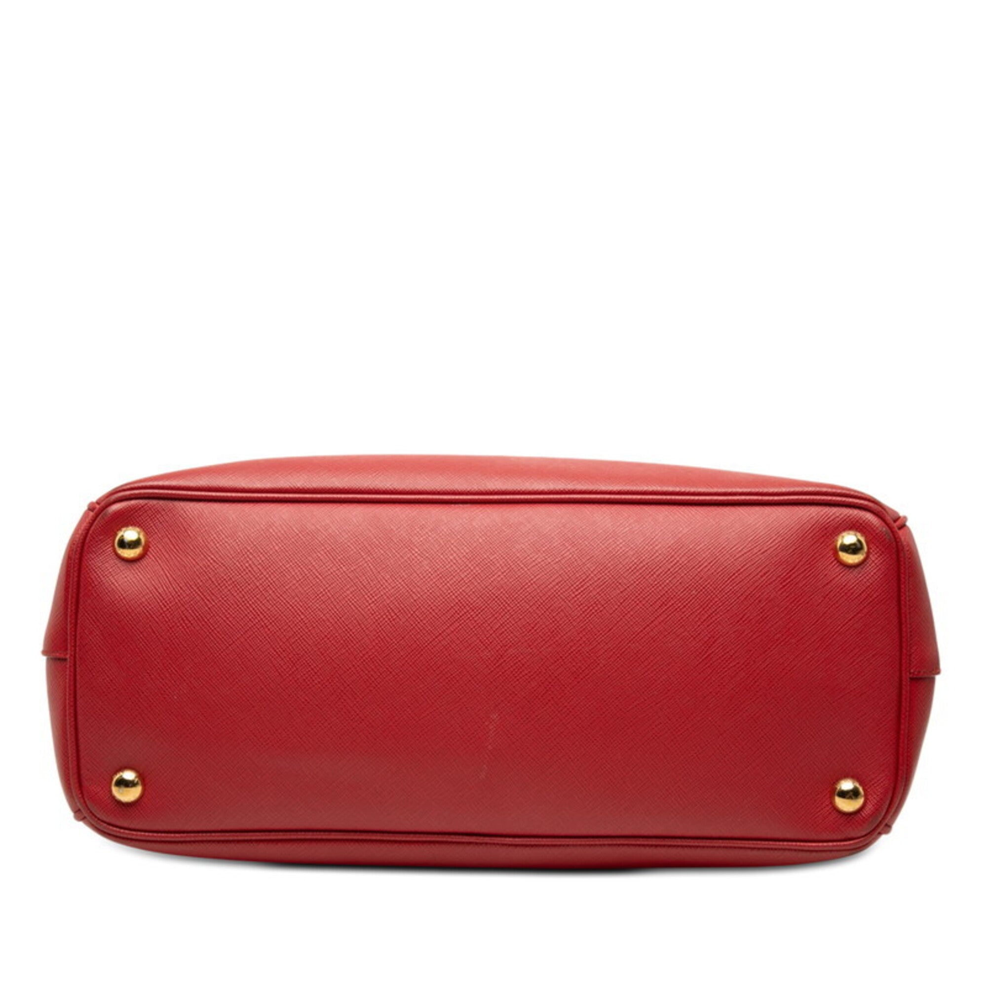 Prada Red Color Leather Handbag Shoulder Bag (Pre-Owned)