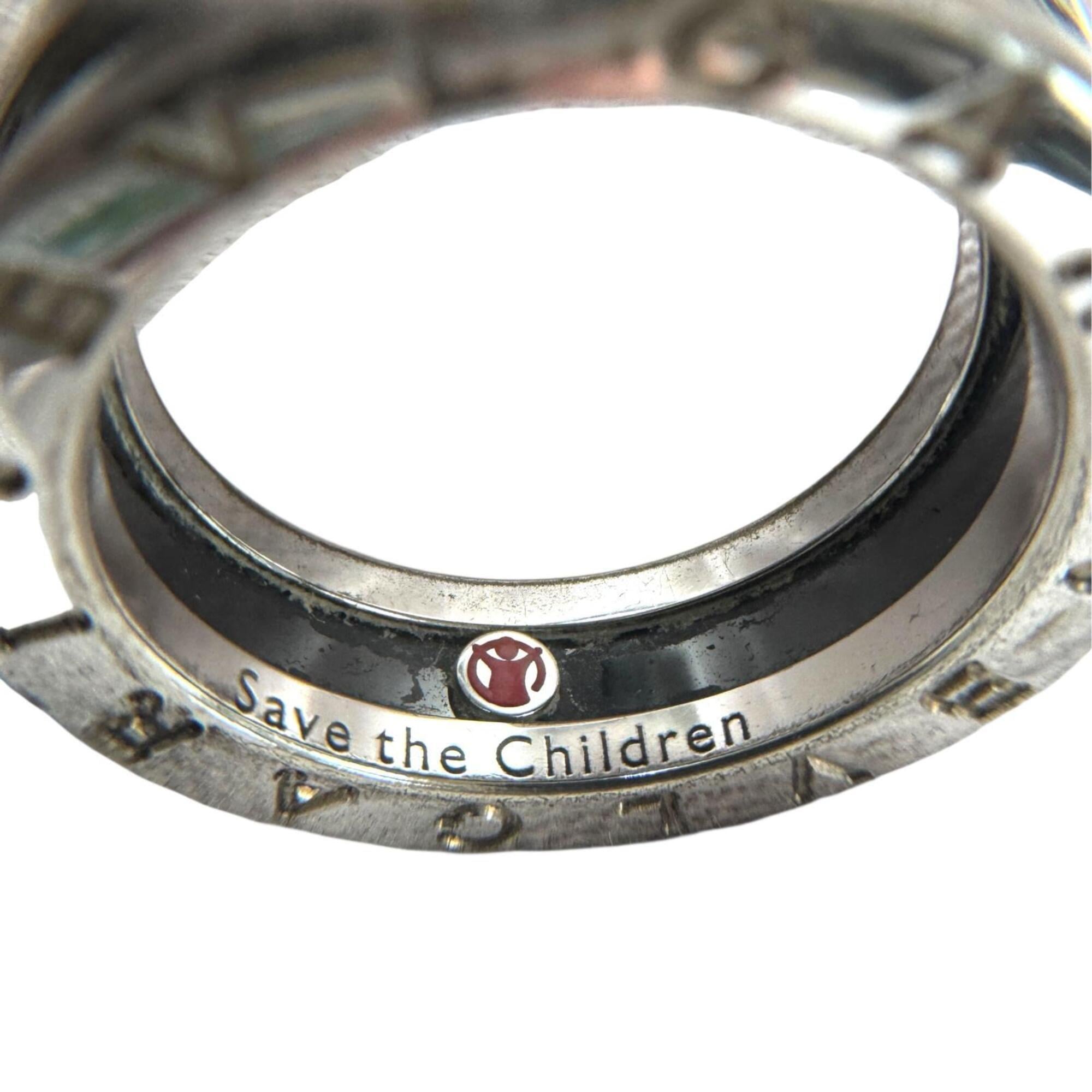 Bvlgari Silver Black Silver 925 Band Ring (Pre-Owned)