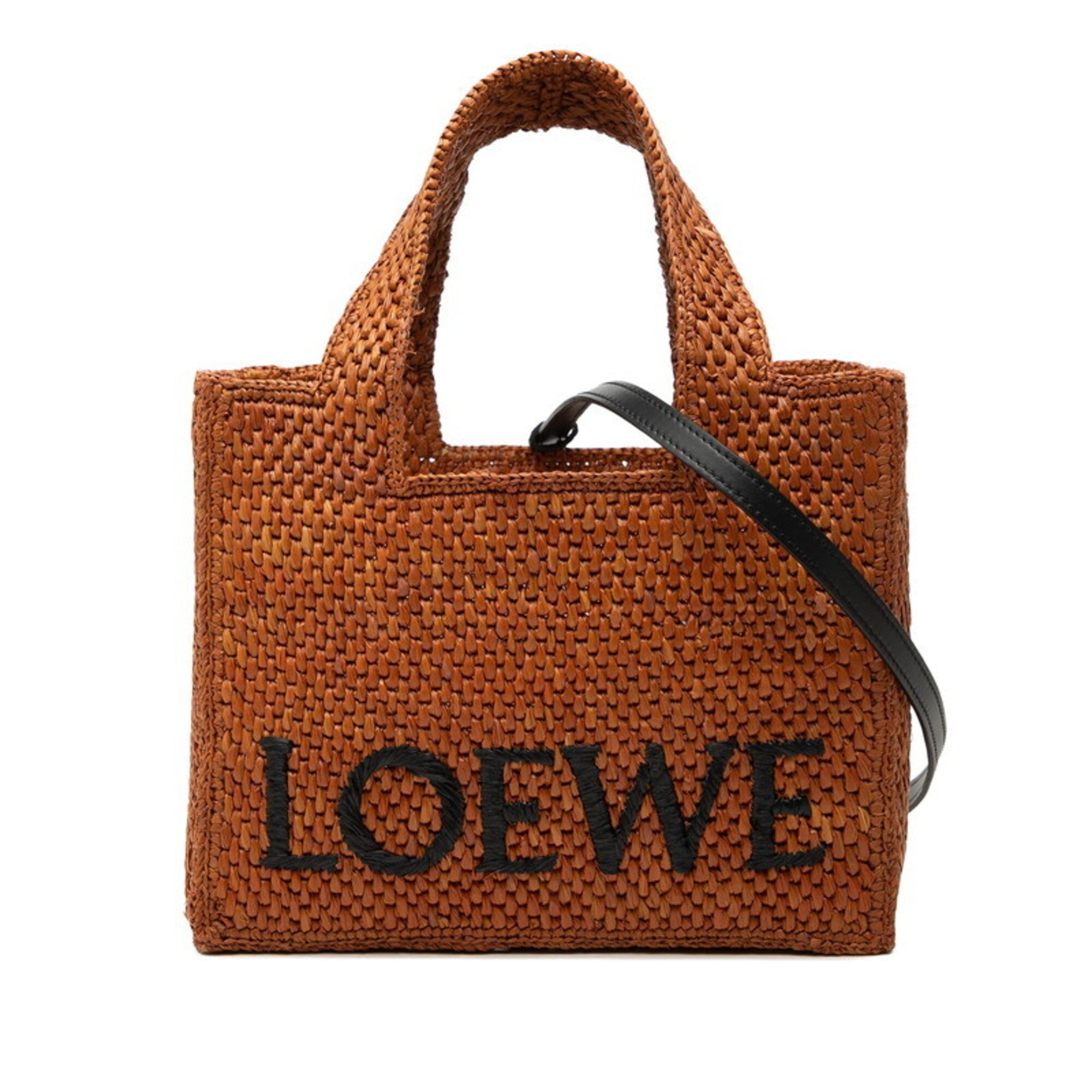 Loewe Brown Raffia Leather Handbag Shoulder Bag (Pre-Owned)