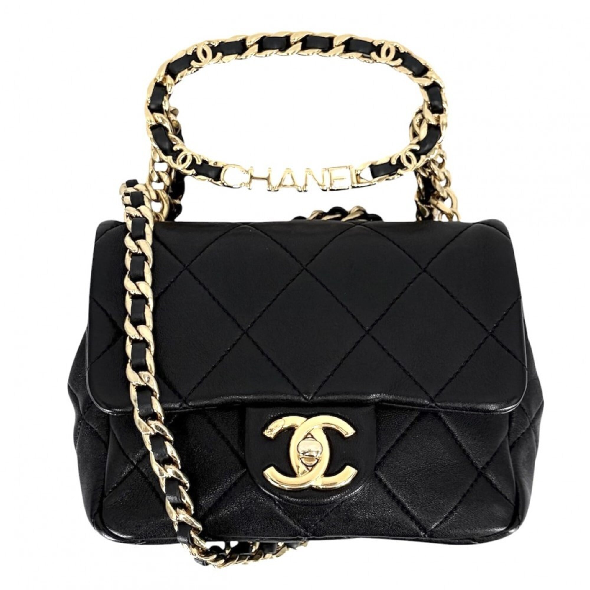 Chanel Black White Leather Shoulder Bag (Pre-Owned)
