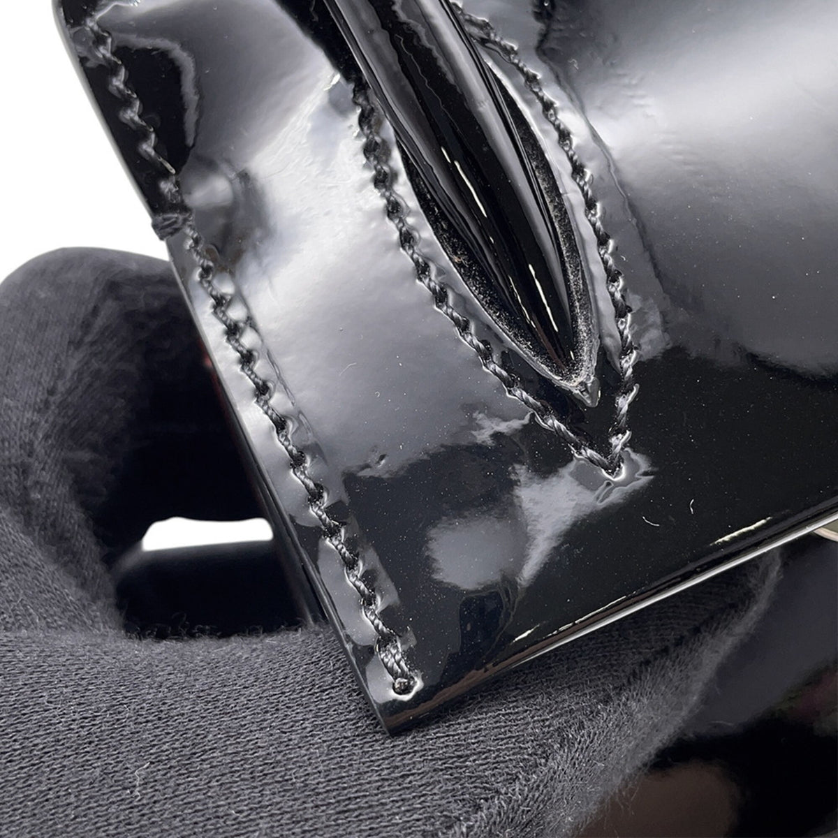 Christian Louboutin Black Patent Leather Handbag Shoulder Bag (Pre-Owned)
