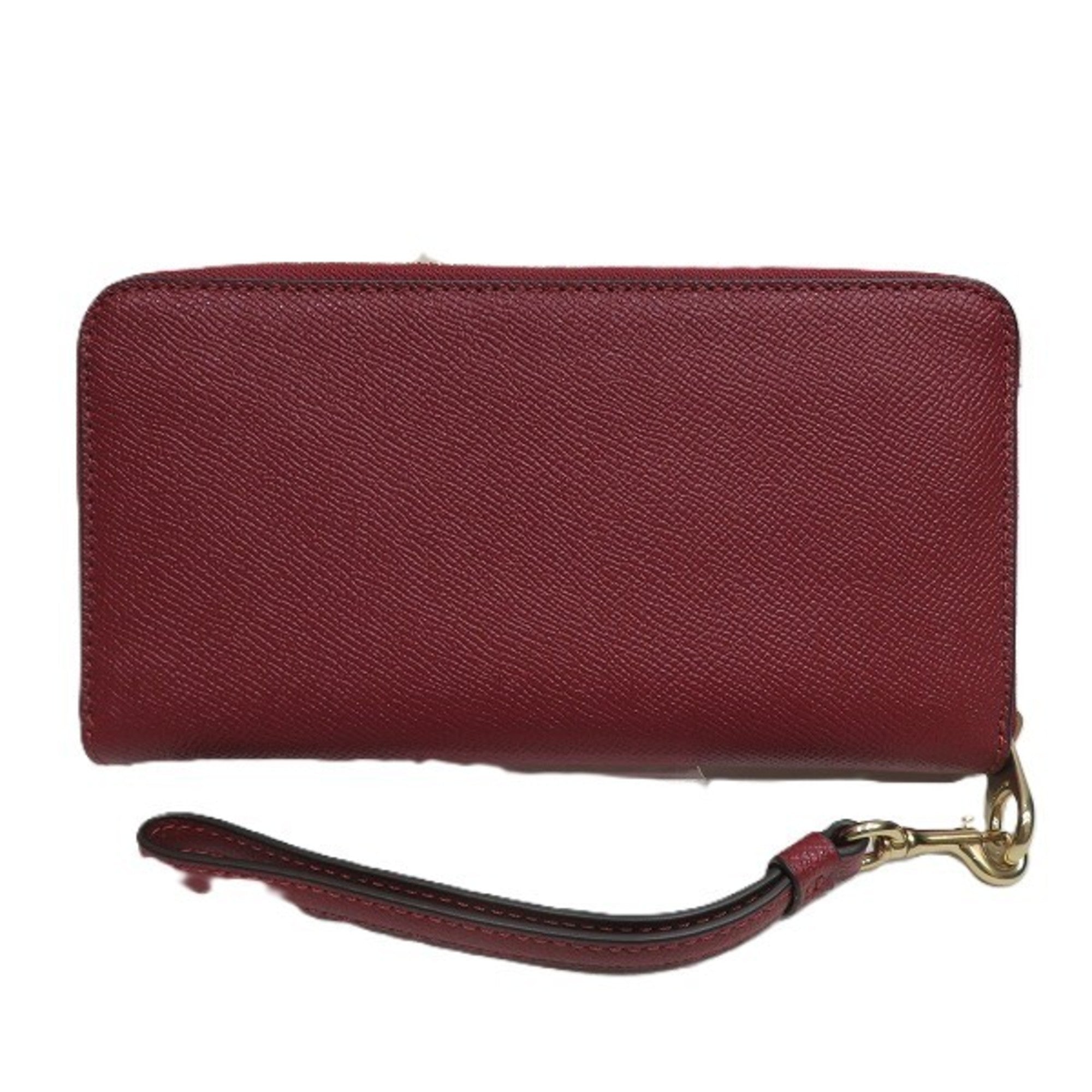 Coach Red Color Leather Long Wallet (Bi-Fold) (Pre-Owned)