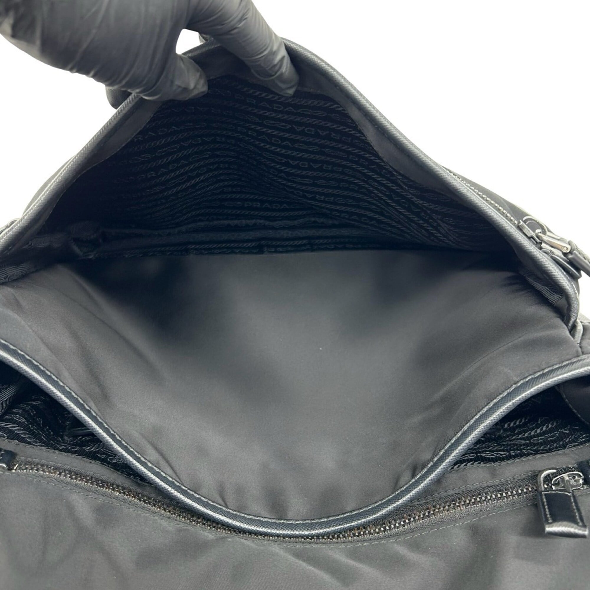 Prada Black Nylon Leather Shoulder Bag (Pre-Owned)