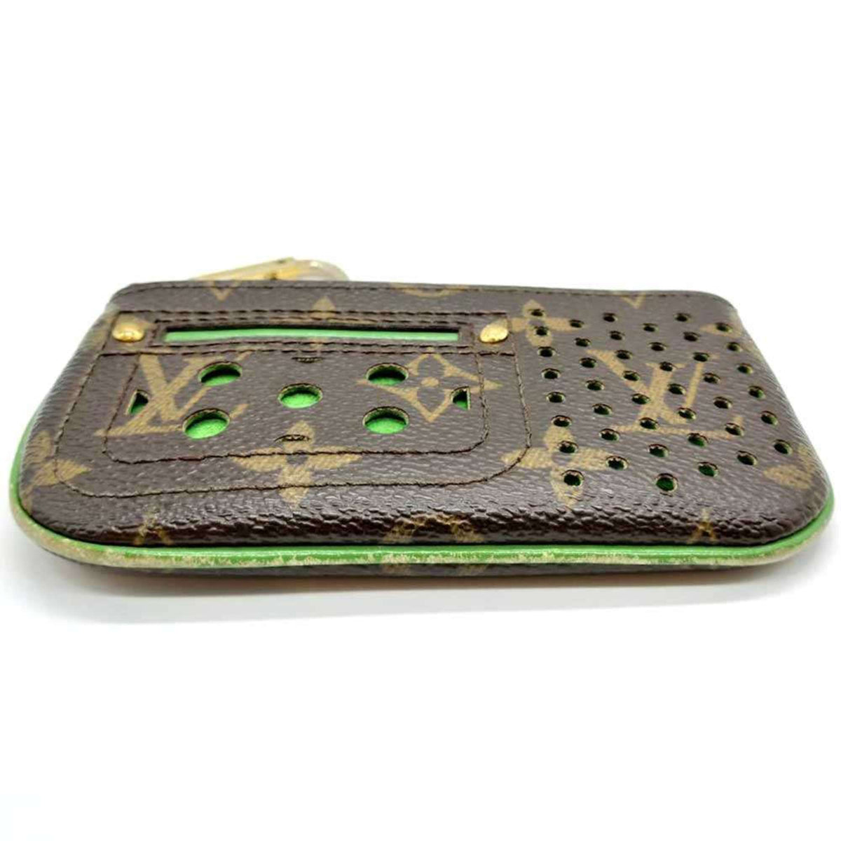 Louis Vuitton Brown Green Vert Monogram Perforated Coin Purse/Coin Case (Pre-Owned)