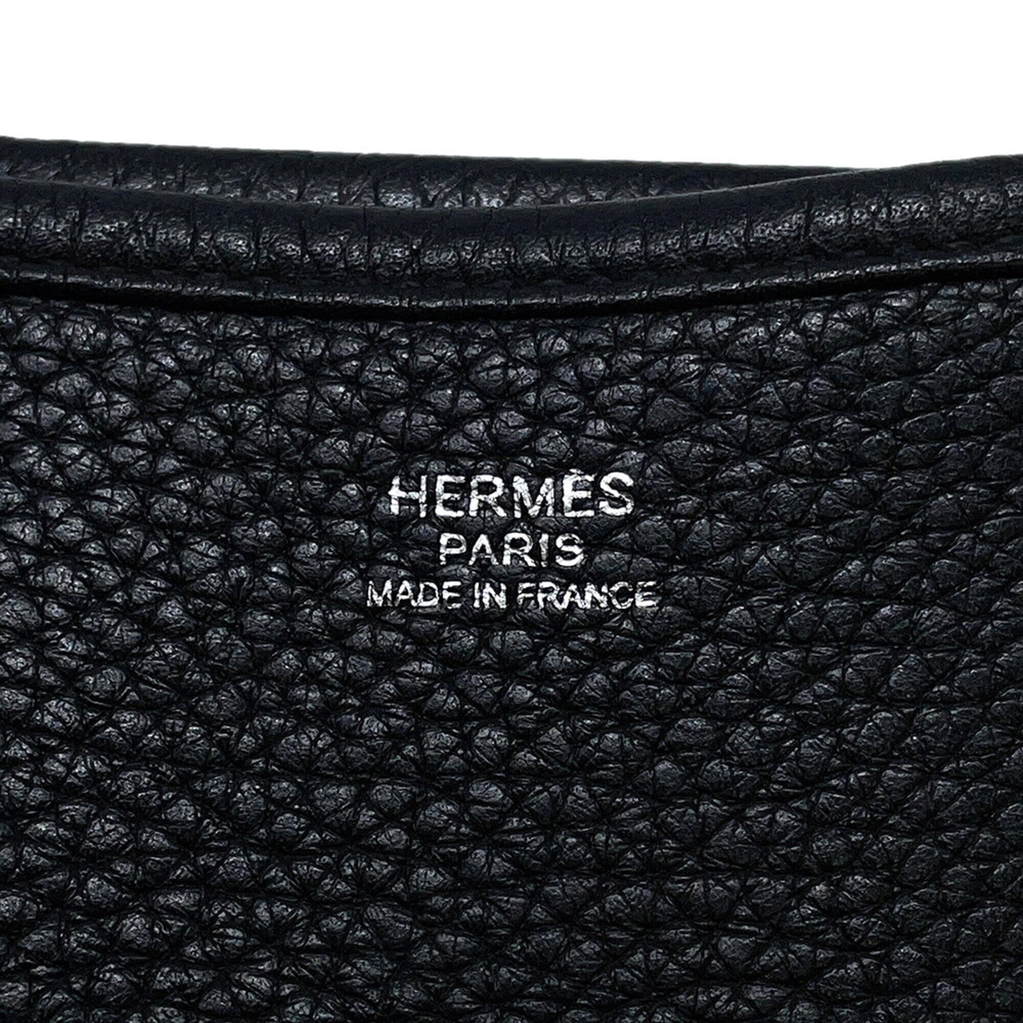 Hermes Evelyne Black Taurillon Clemence Leather Handbag Shoulder Bag (Pre-Owned)
