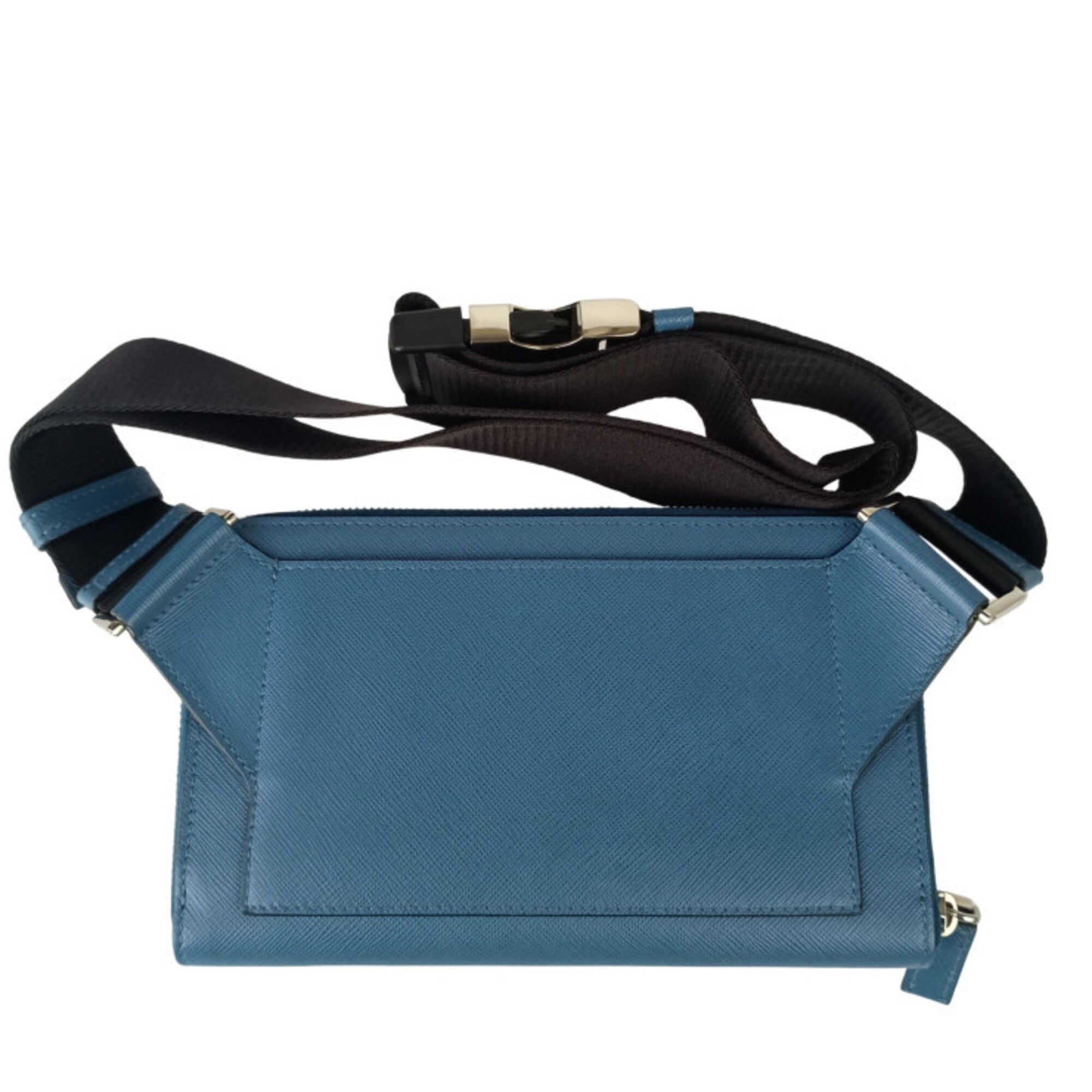 Prada Blue Saffiano Triangle Shoulder Bag Sling Bag (Pre-Owned)