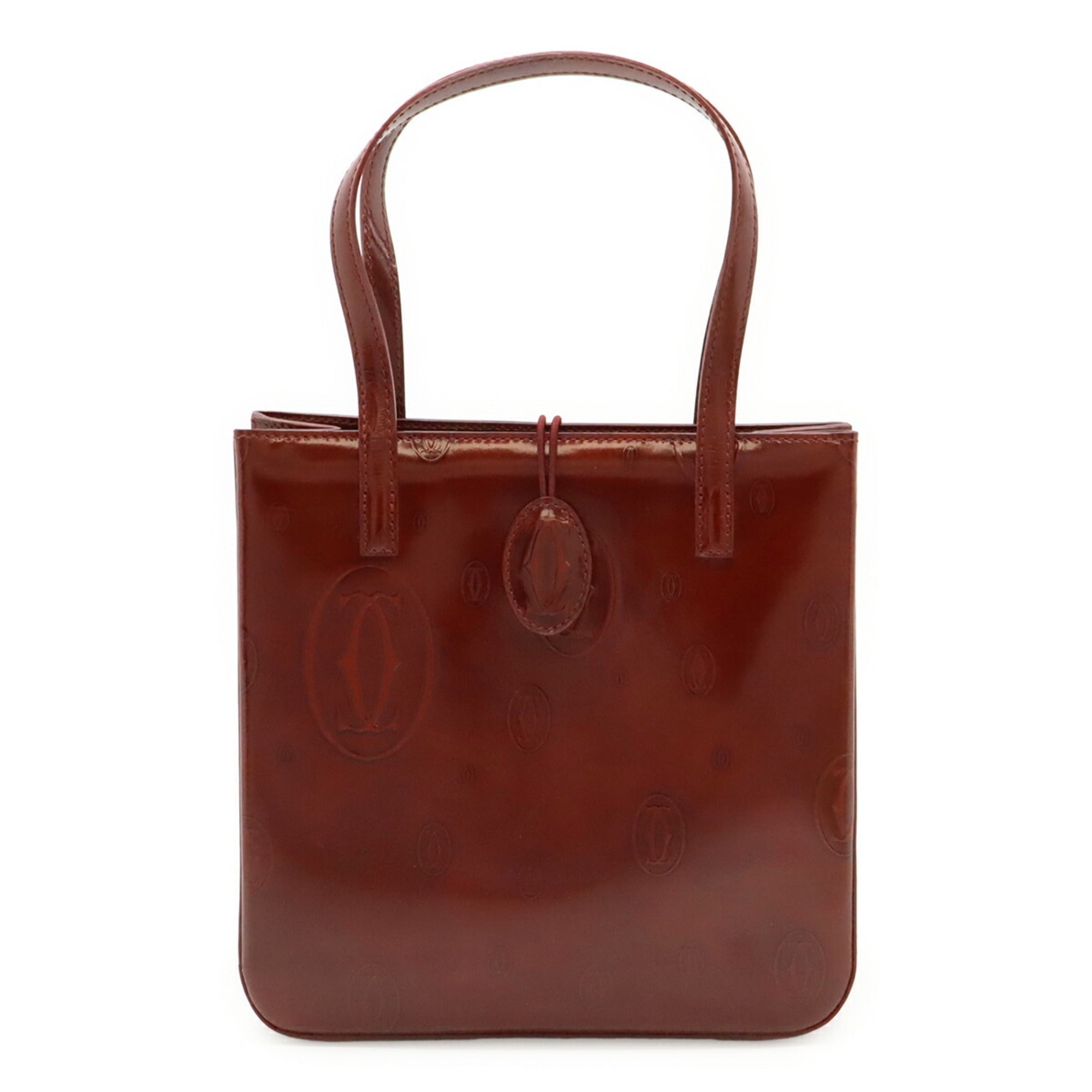 Cartier Happy Birthday Bordeaux Leather Handbag Tote Bag (Pre-Owned)