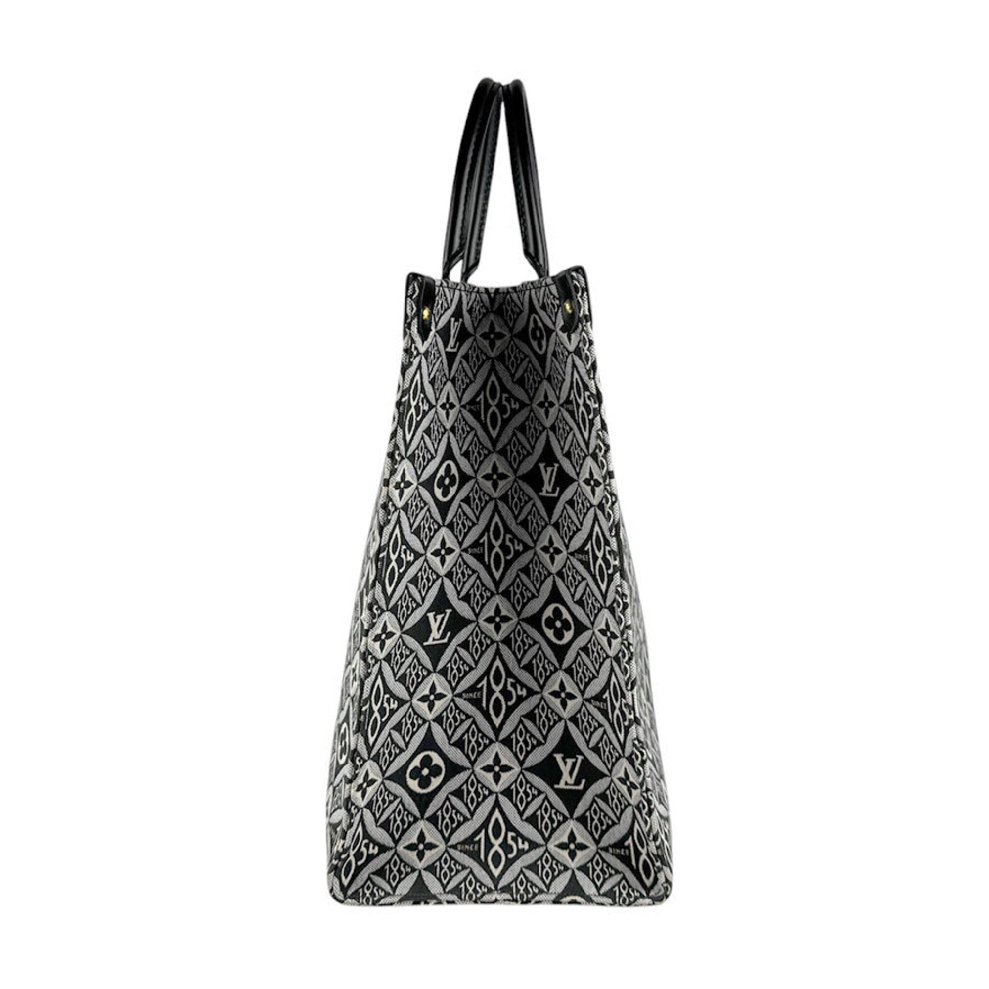 Louis Vuitton Black Gray White Canvas Leather Handbag Shoulder Bag (Pre-Owned)