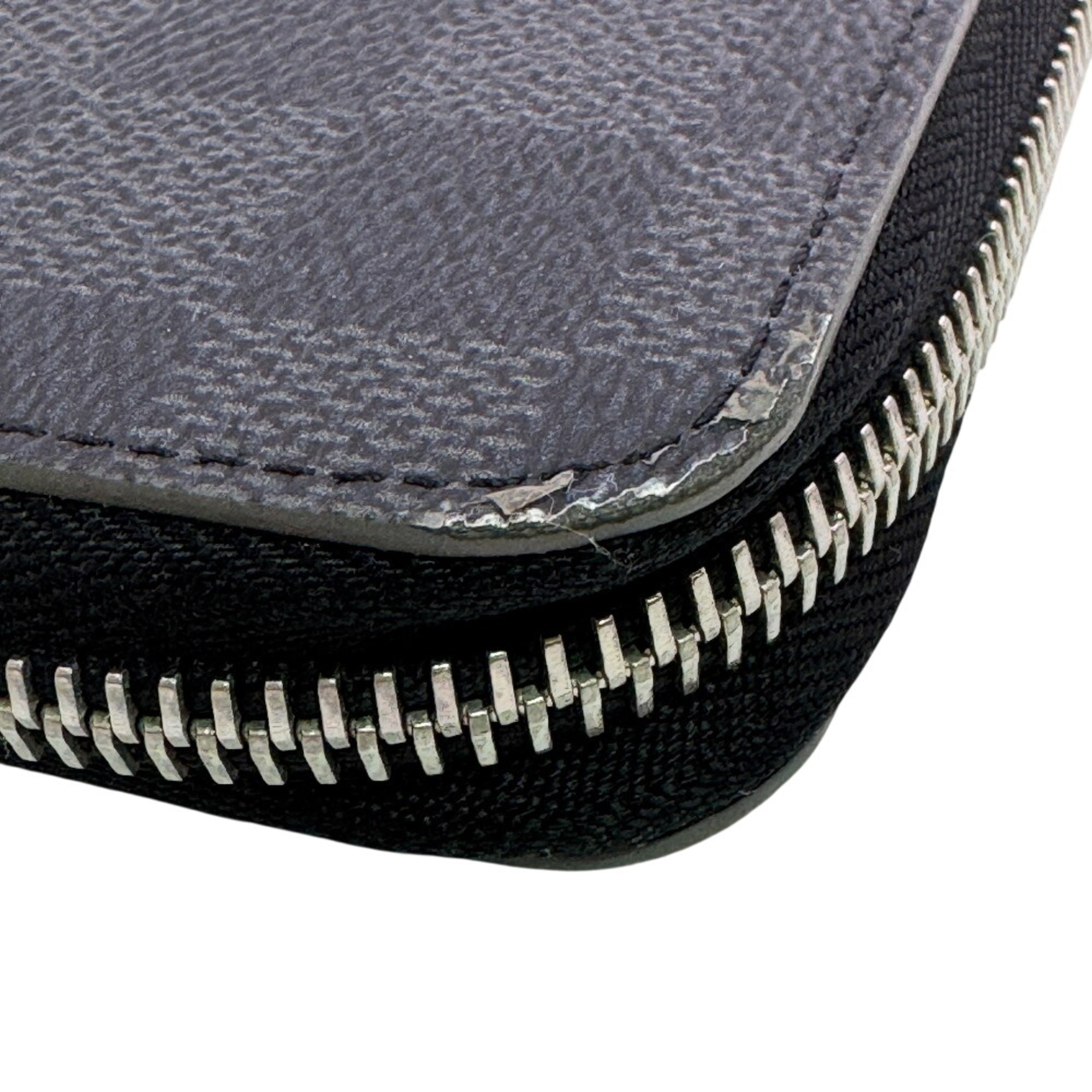 Louis Vuitton Black Gray Leather Long Wallet (Bi-Fold) (Pre-Owned)