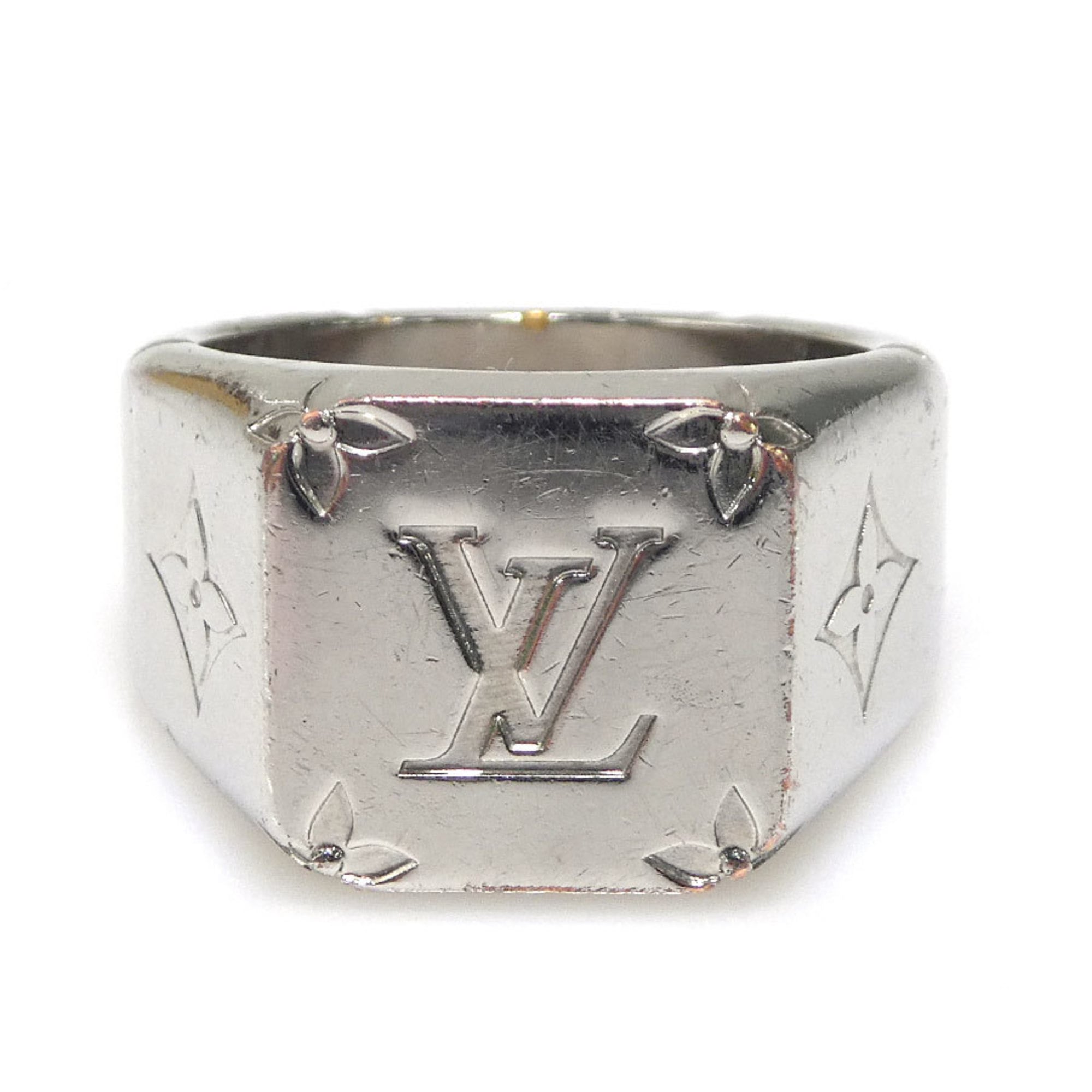 Louis Vuitton Silver Metal Band Ring (Pre-Owned)