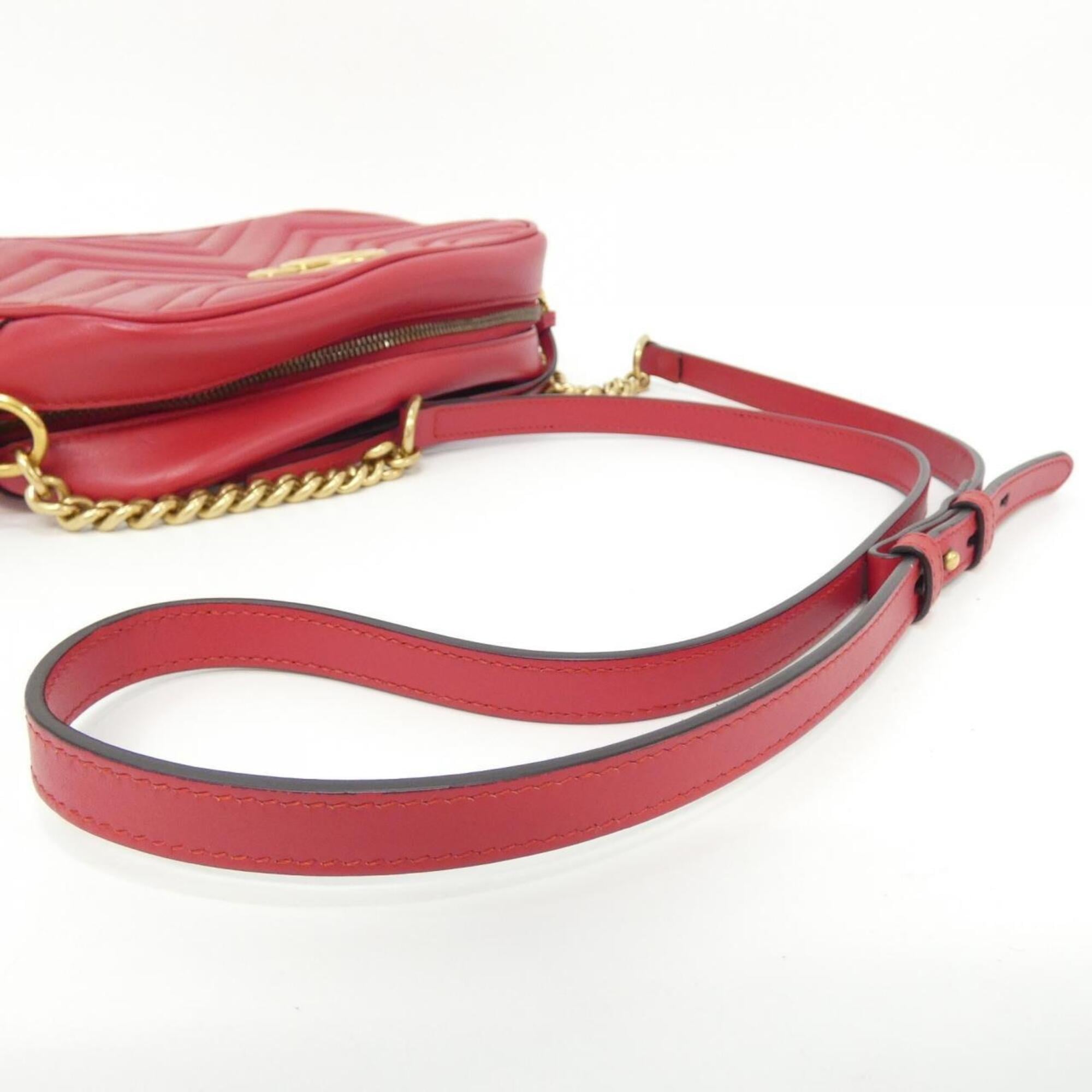Gucci Red Color Leather Shoulder Bag (Pre-Owned)