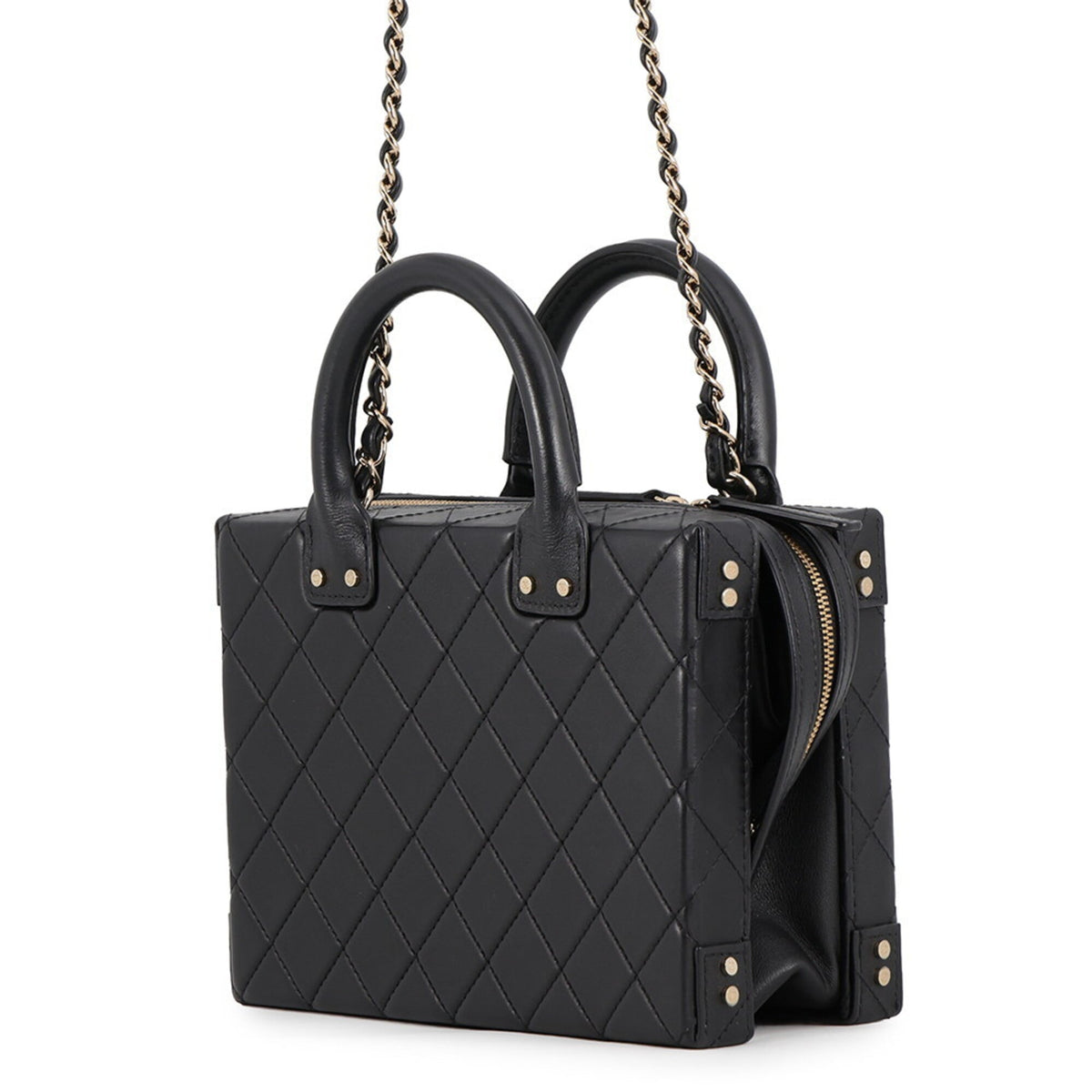 Chanel Matelasse Black Leather Handbag Shoulder Bag Vanity Bag (Pre-Owned)