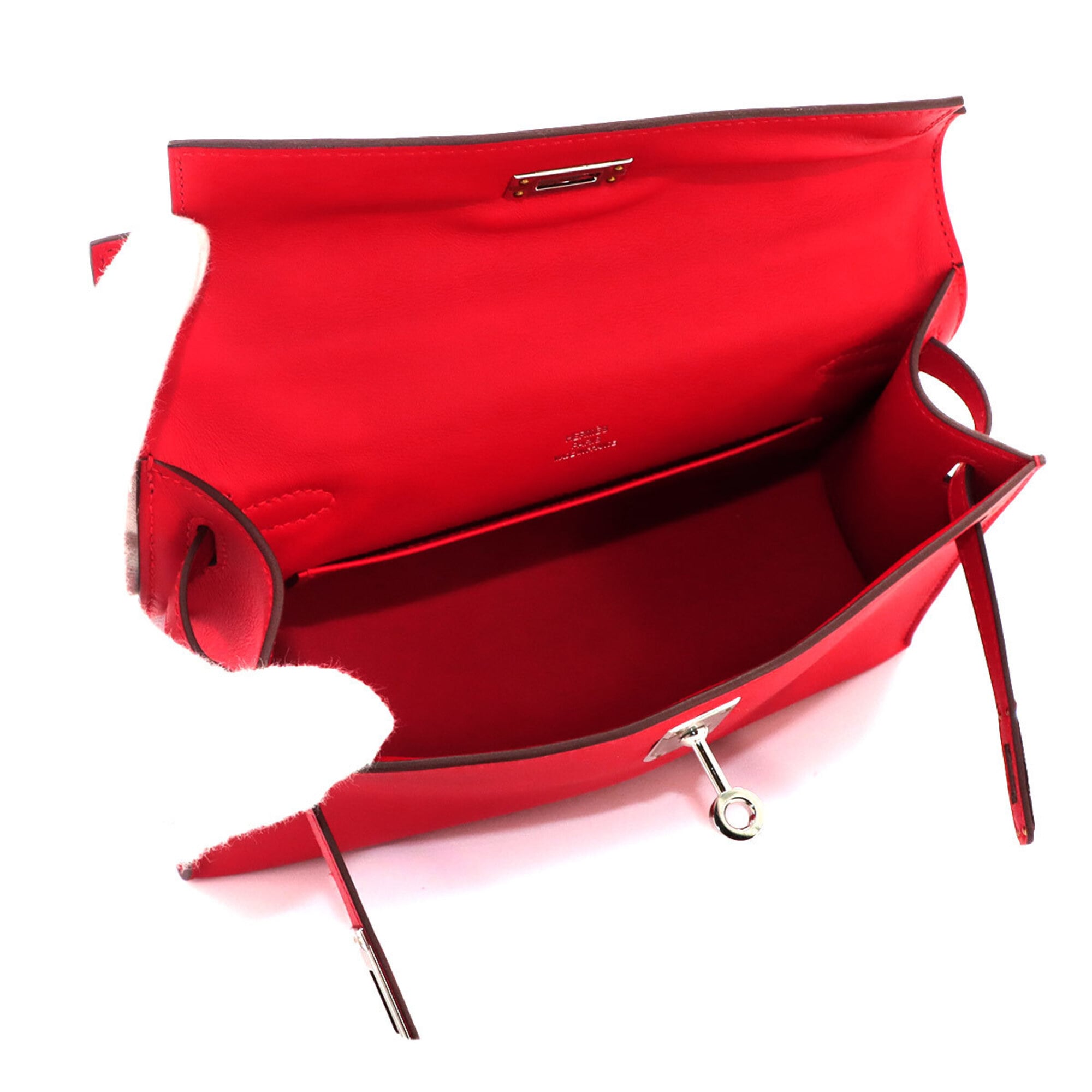 Hermes Red Color Swift Leather Handbag Pochette (Pre-Owned)