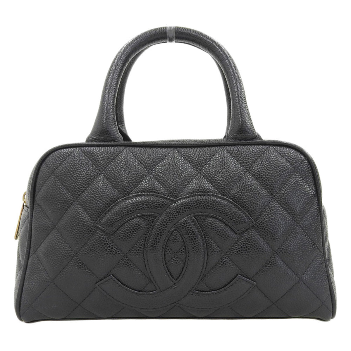 Chanel Black Caviar Leather Boston Bag Handbag (Pre-Owned)