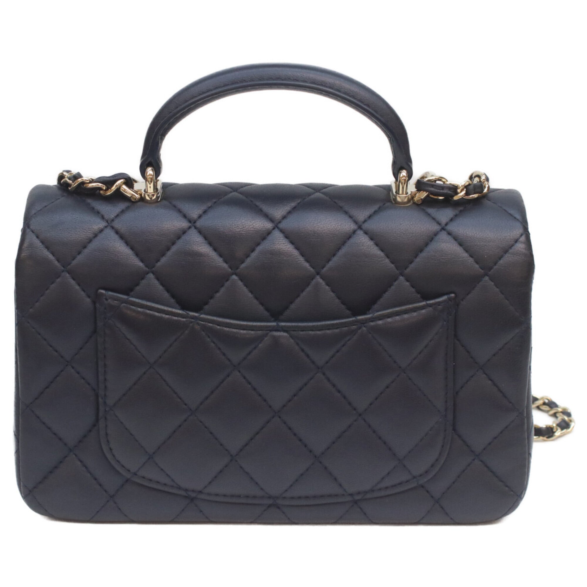 Chanel Matelasse Navy Leather Shoulder Bag (Pre-Owned)