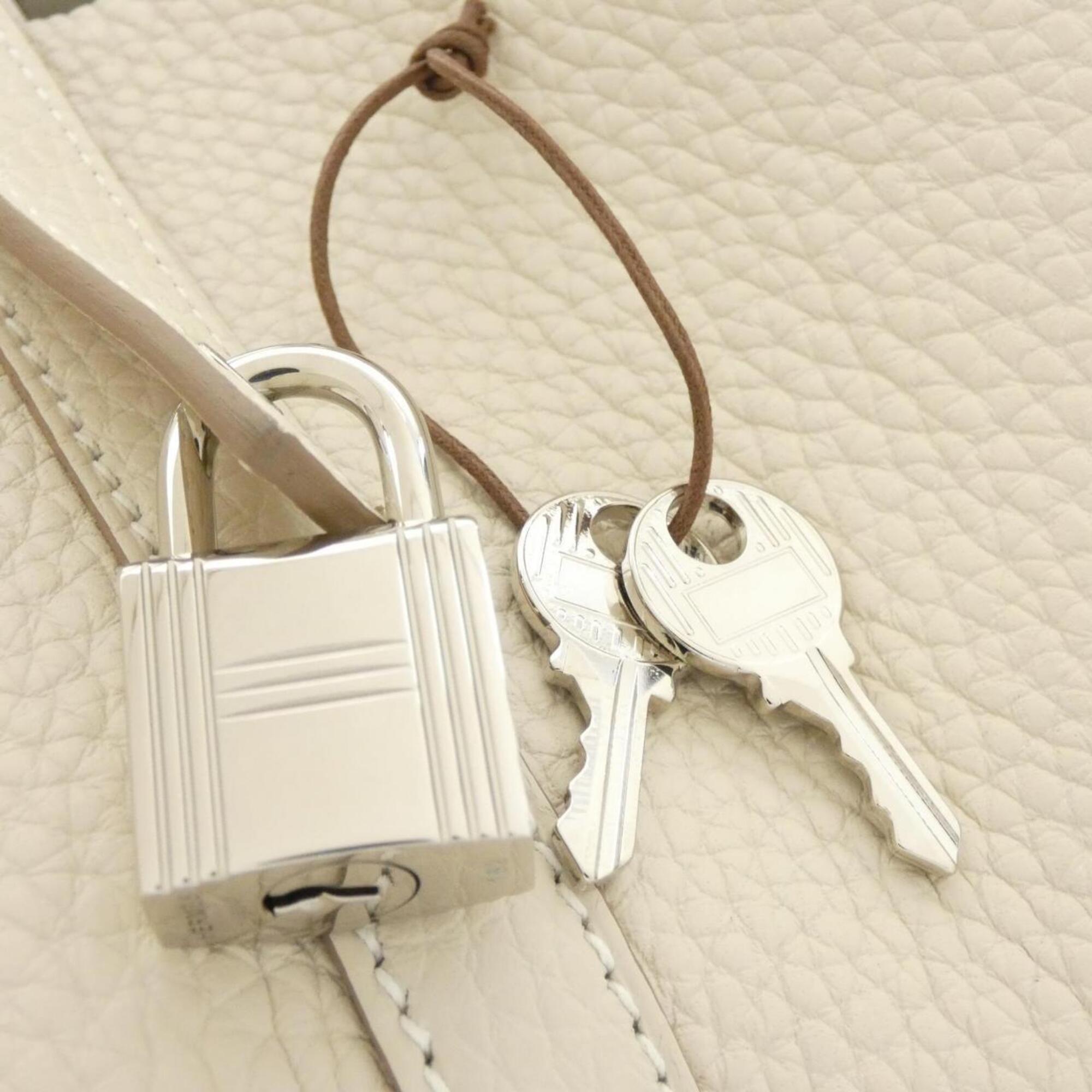 Hermes White Taurillon Clemence Leather Handbag (Pre-Owned)