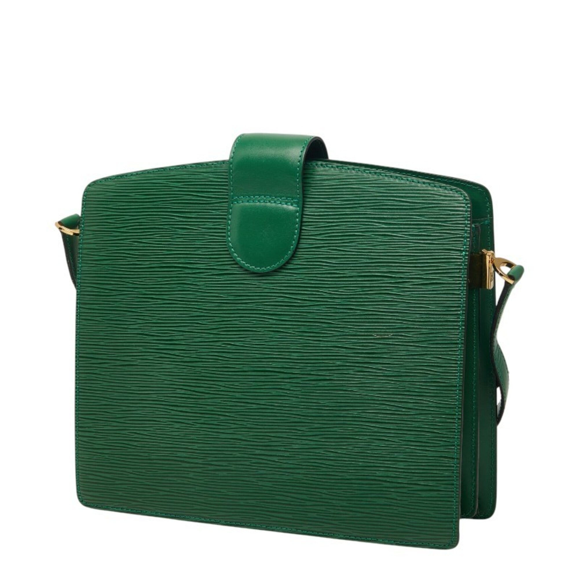 Louis Vuitton Borneo Green Leather Shoulder Bag (Pre-Owned)