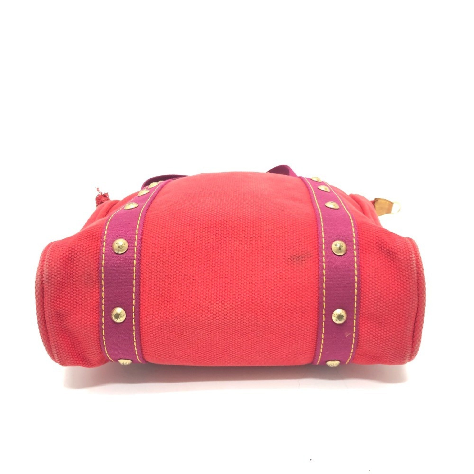 Louis Vuitton Red Color Canvas Tote Bag (Pre-Owned)