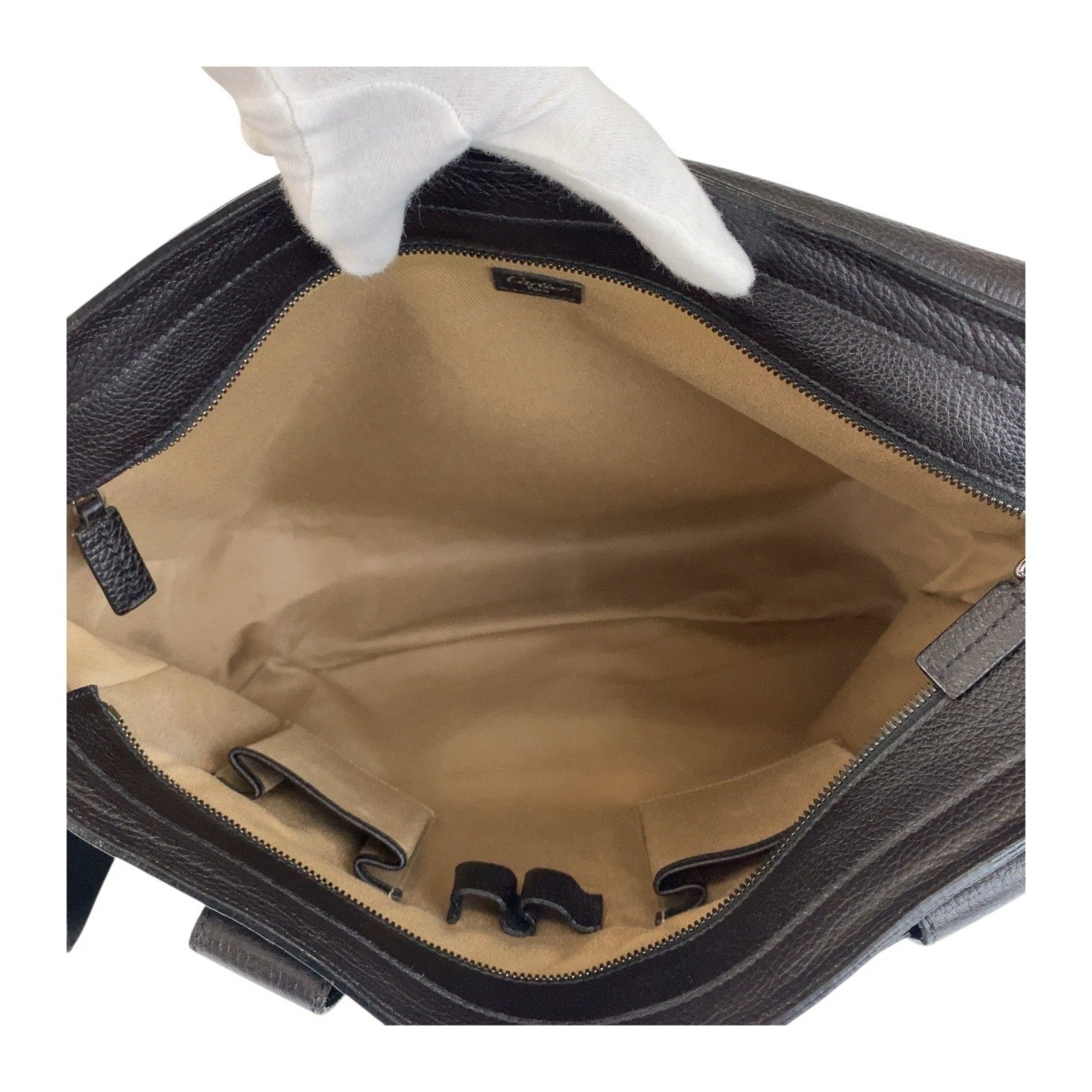 Cartier Dark Brown Leather Messenger Bag Shoulder Bag (Pre-Owned)