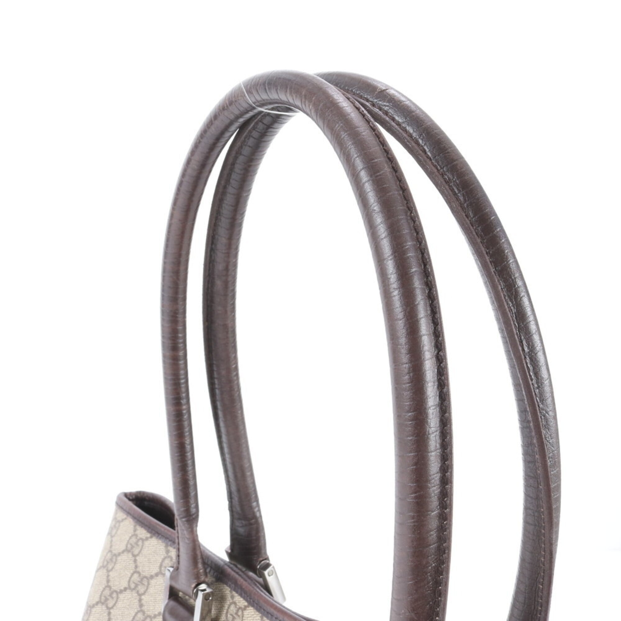 Gucci Beige Brown Leather Coated Canvas Handbag Shoulder Bag Tote Bag (Pre-Owned)