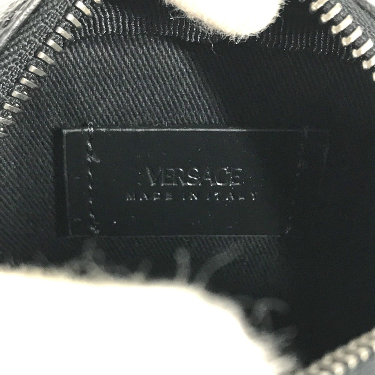 Versace Black Gray Leather Pouch (Pre-Owned)