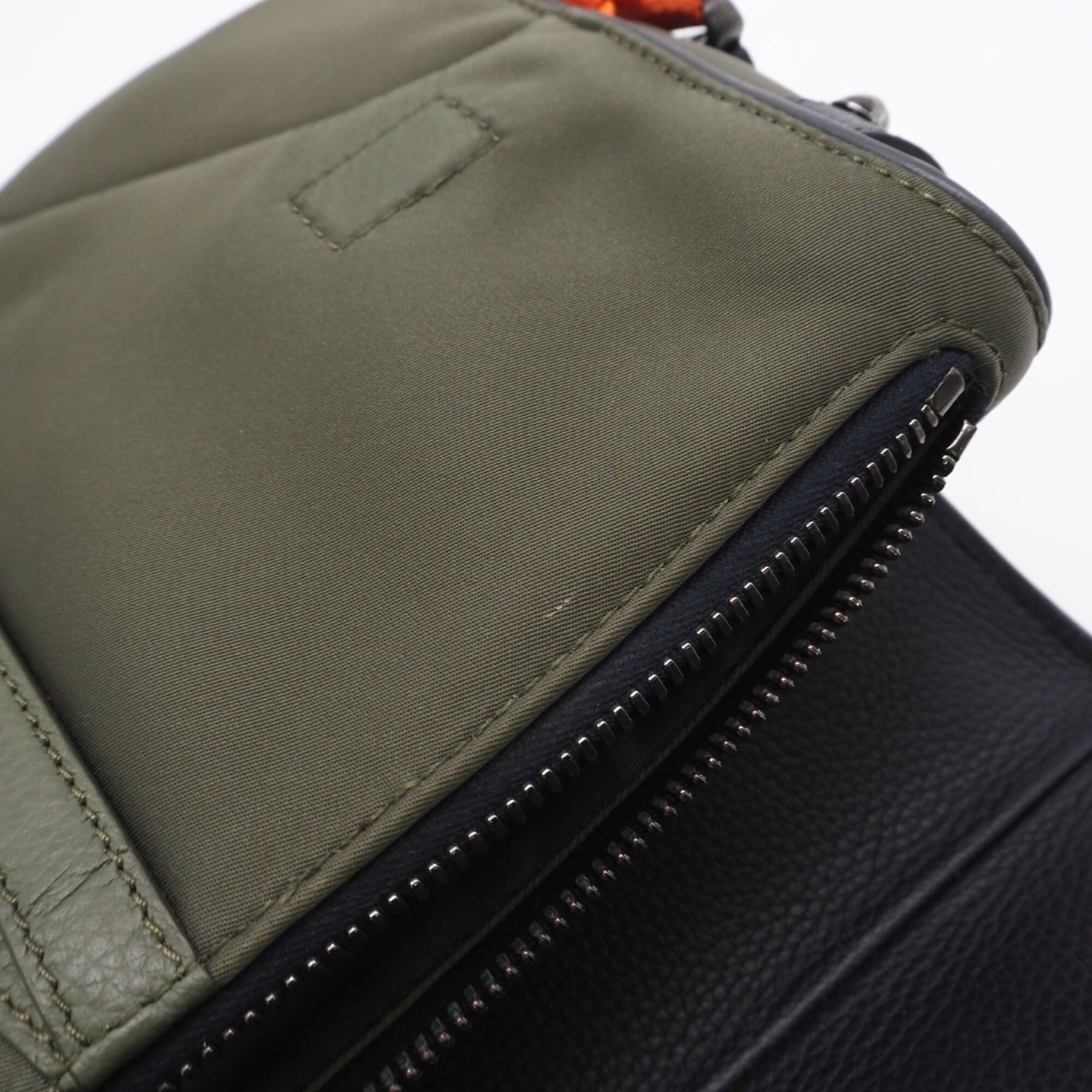 Christian Dior Black Khaki Orange Nylon Leather Saddle Bag (Pre-Owned)