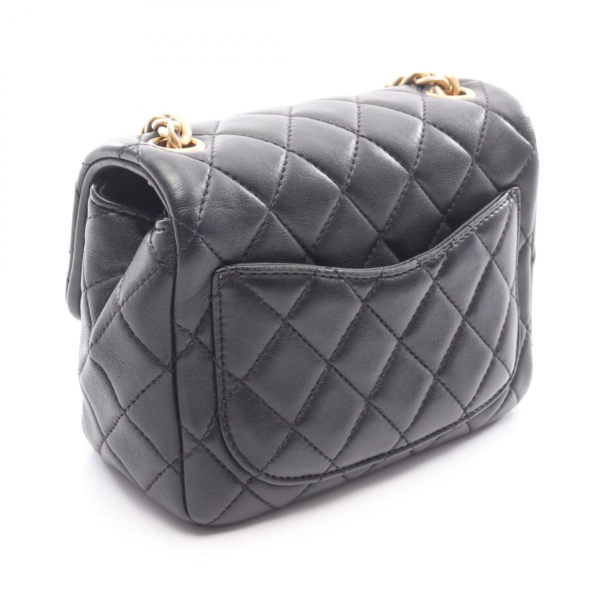 Chanel Black Leather Handbag Shoulder Bag (Pre-Owned)