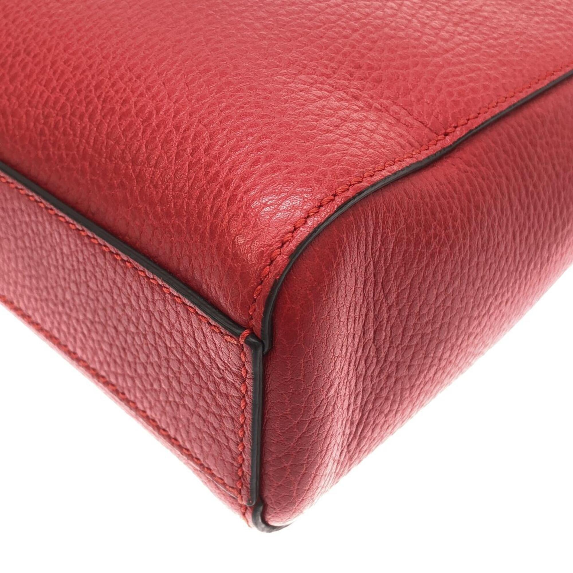Gucci Red Color Leather Handbag (Pre-Owned)