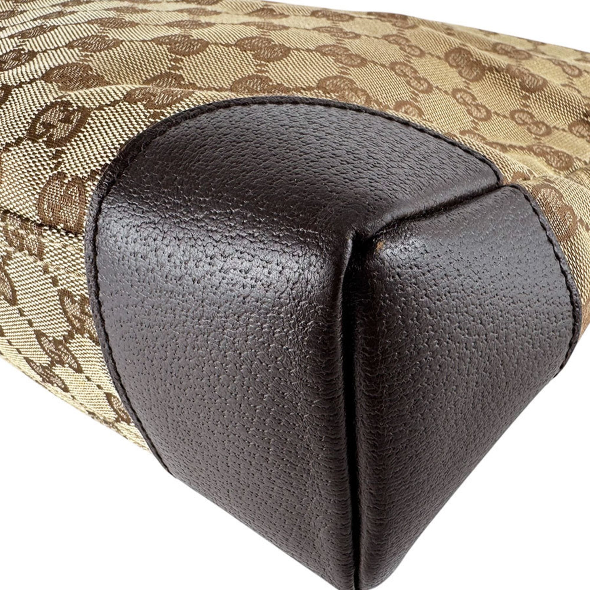 Gucci Brown Gg Canvas Leather Shoulder Bag (Pre-Owned)