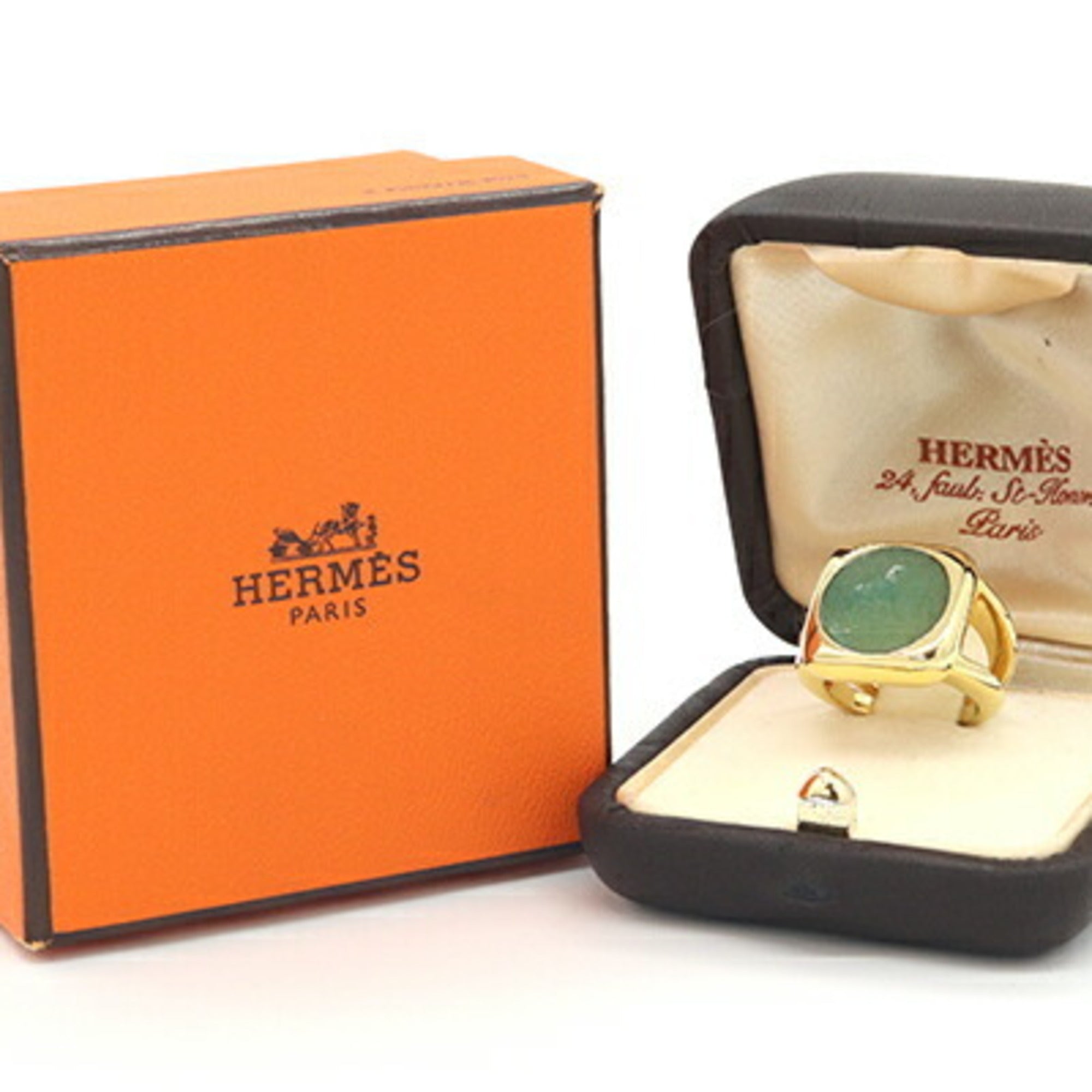 Hermes Green Metal Band Ring (Pre-Owned)