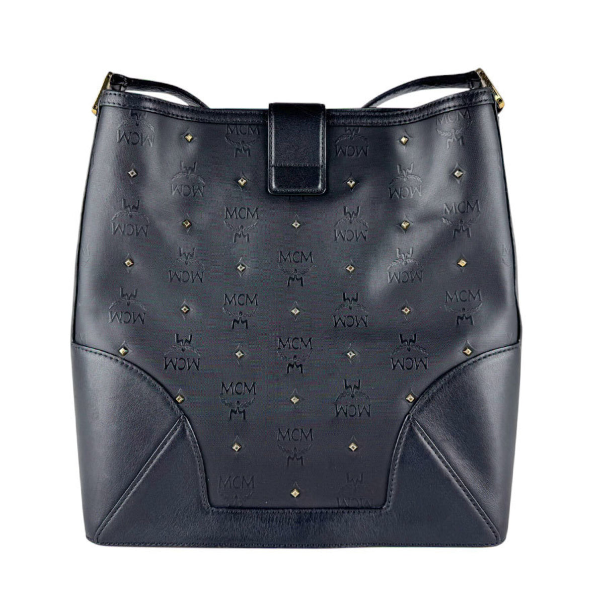 Mcm Black Coated Canvas Leather Shoulder Bag (Pre-Owned)